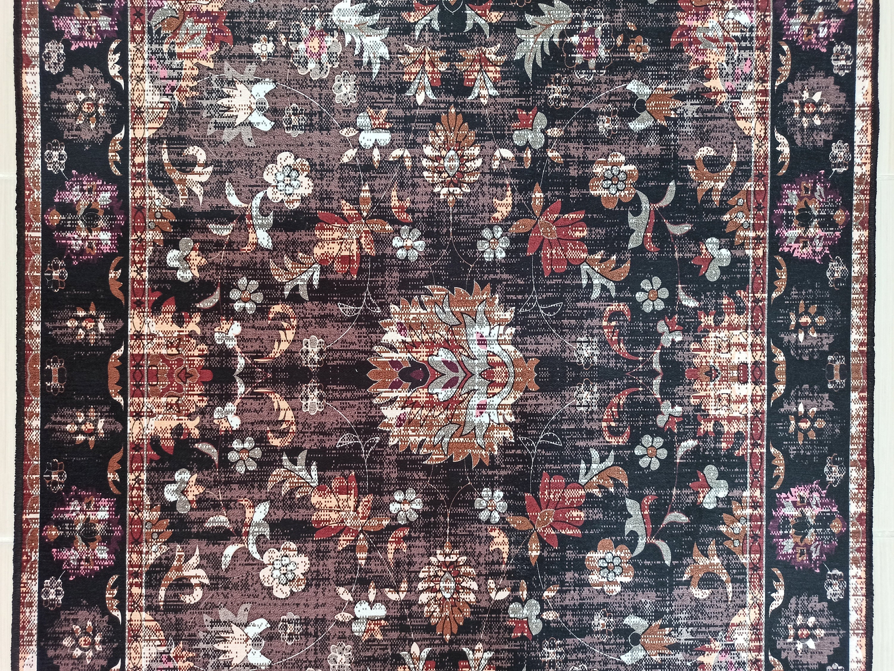 Glorya Rug Persian Faded Black Brown Rug