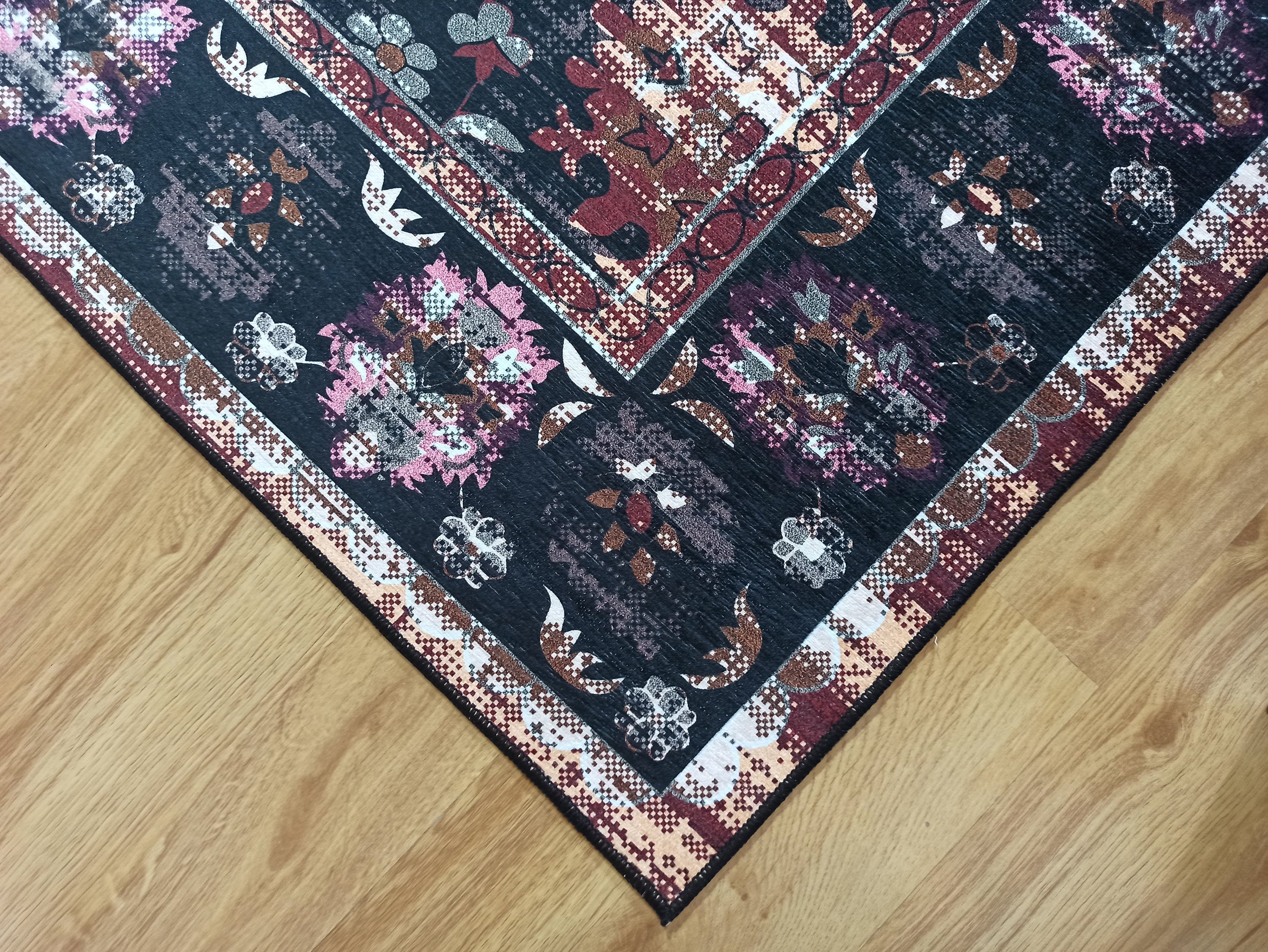 Glorya Rug Persian Faded Black Brown Rug