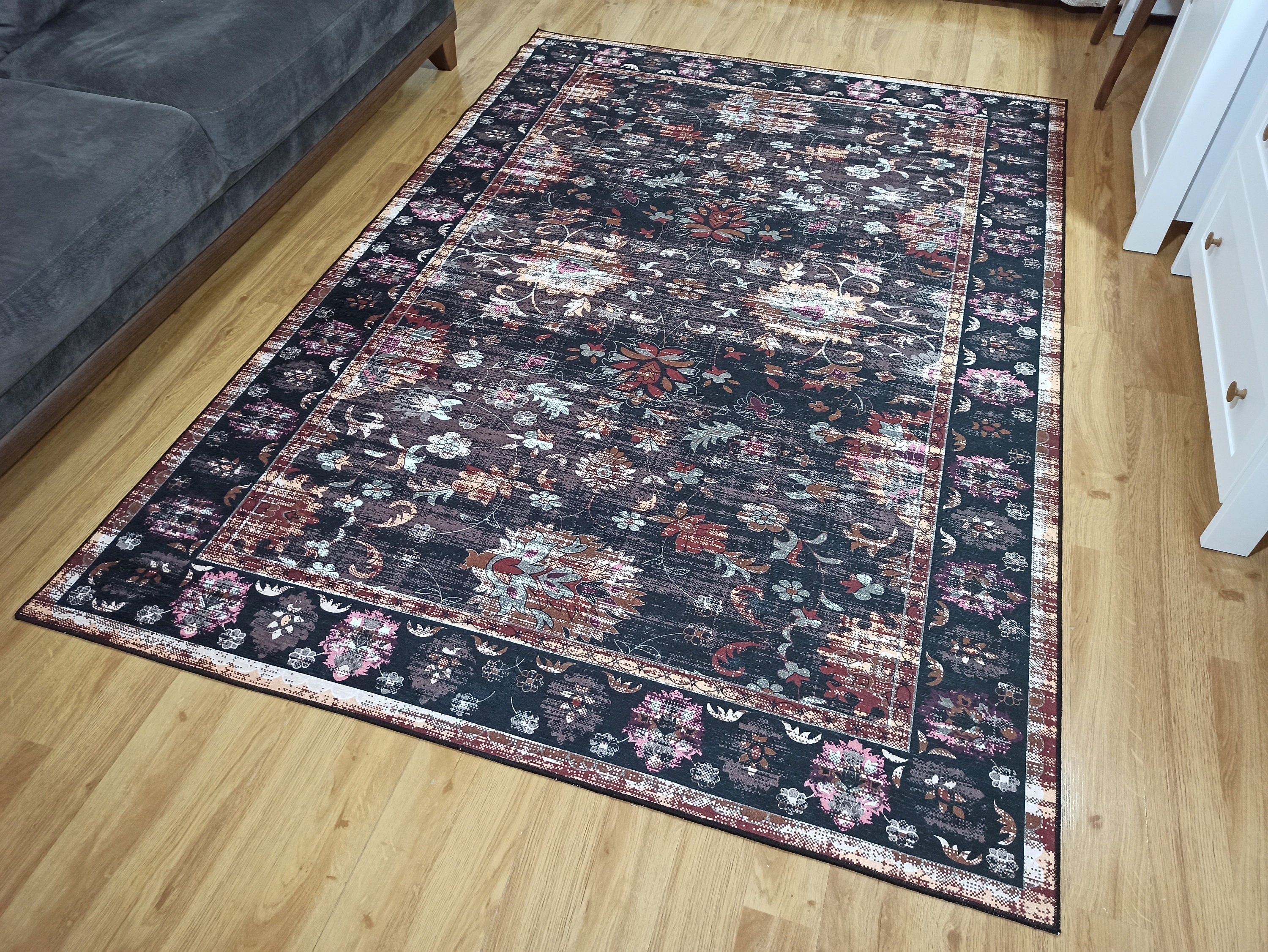 Glorya Rug Persian Faded Black Brown Rug