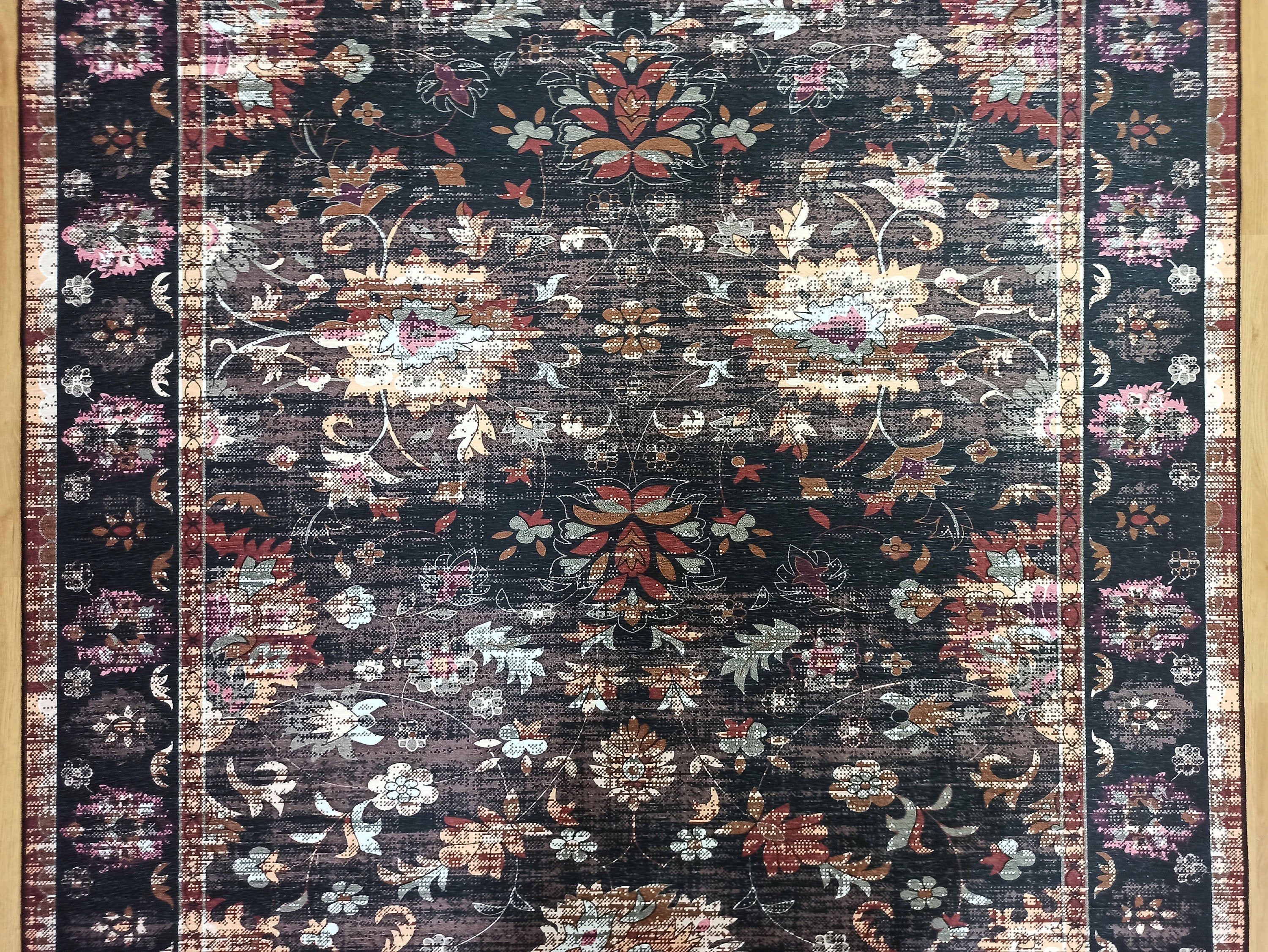 Glorya Rug Persian Faded Black Brown Rug