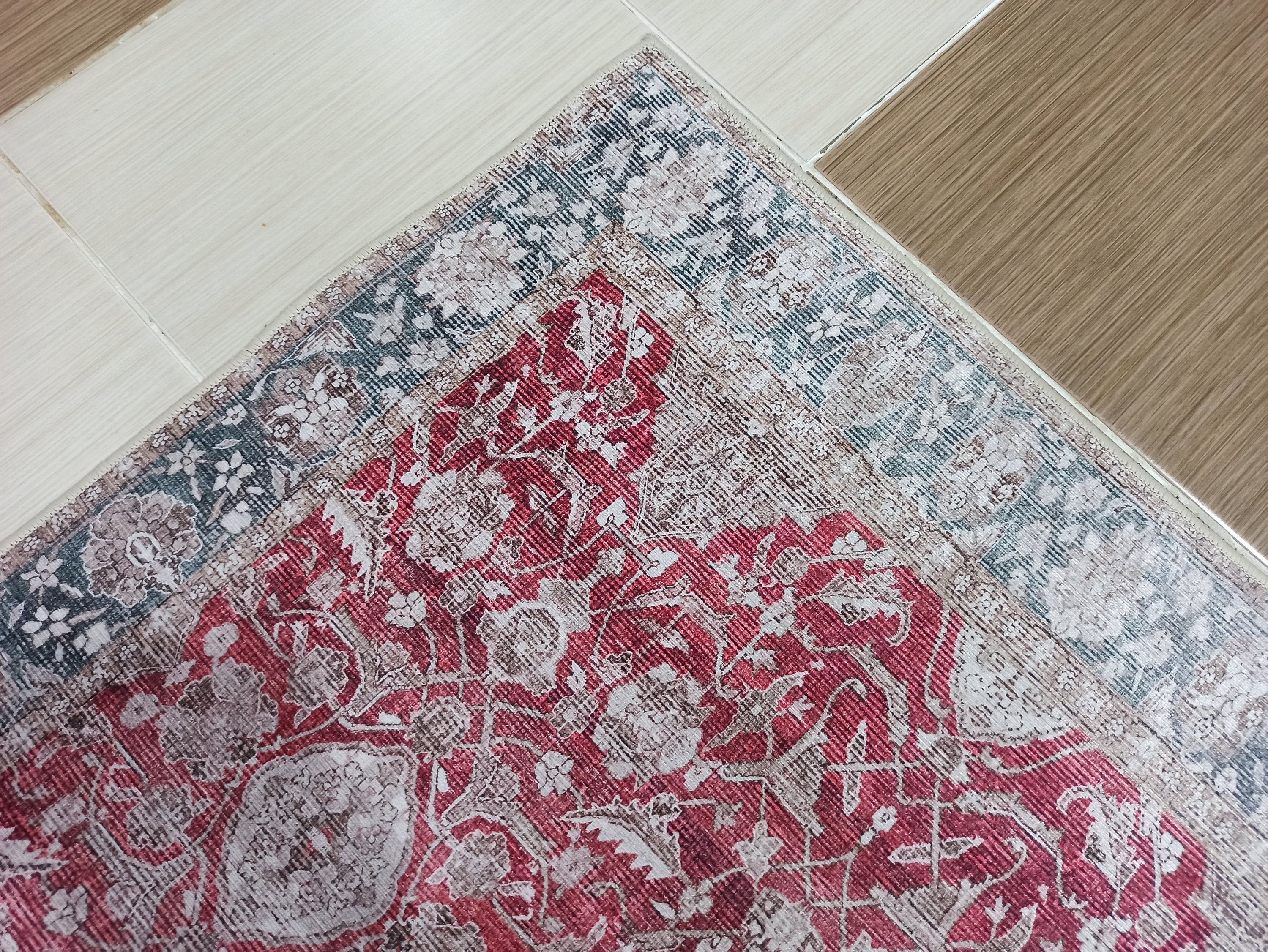 Gobekli Runner Turkish Faded Claret Red Beige teal Runner