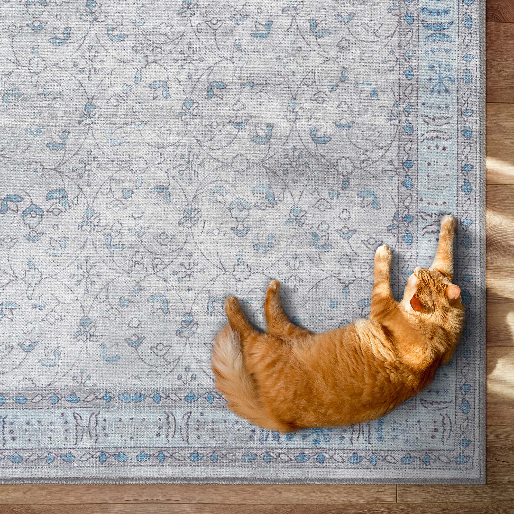 Gray Boho Oushak Washable Rug