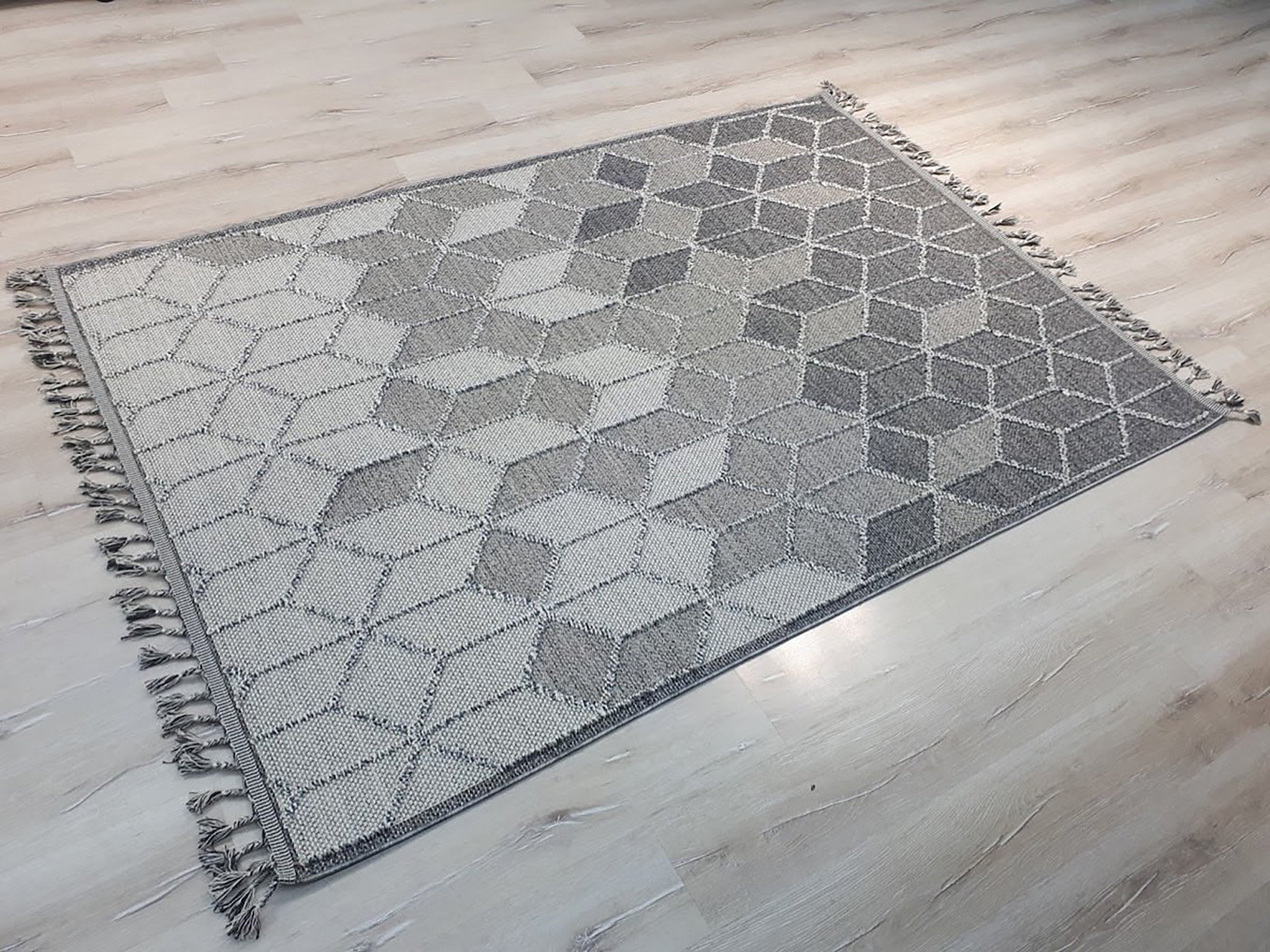 Gri Turkish Modern Kilim Gray Rug