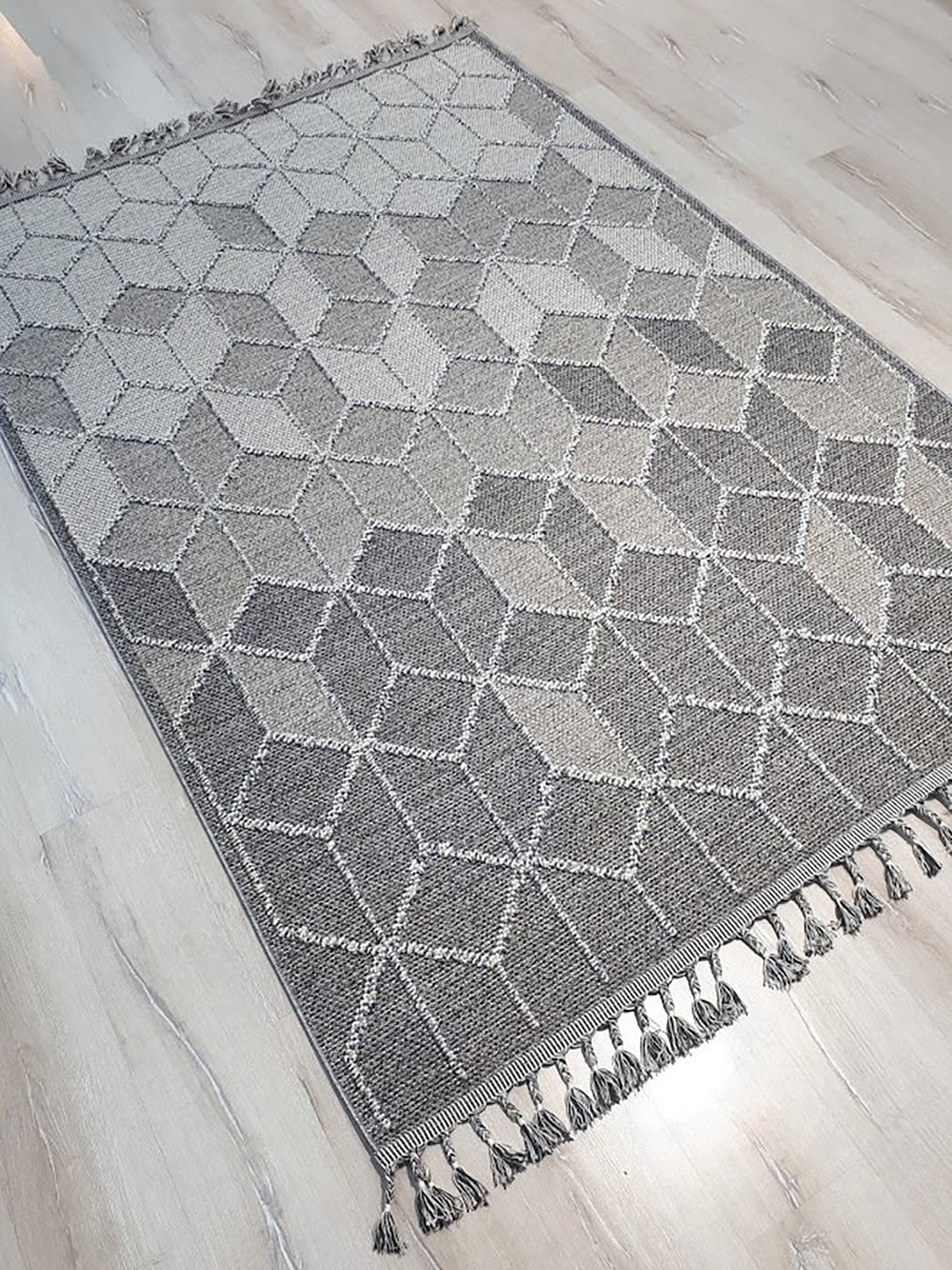 Gri Turkish Modern Kilim Gray Rug