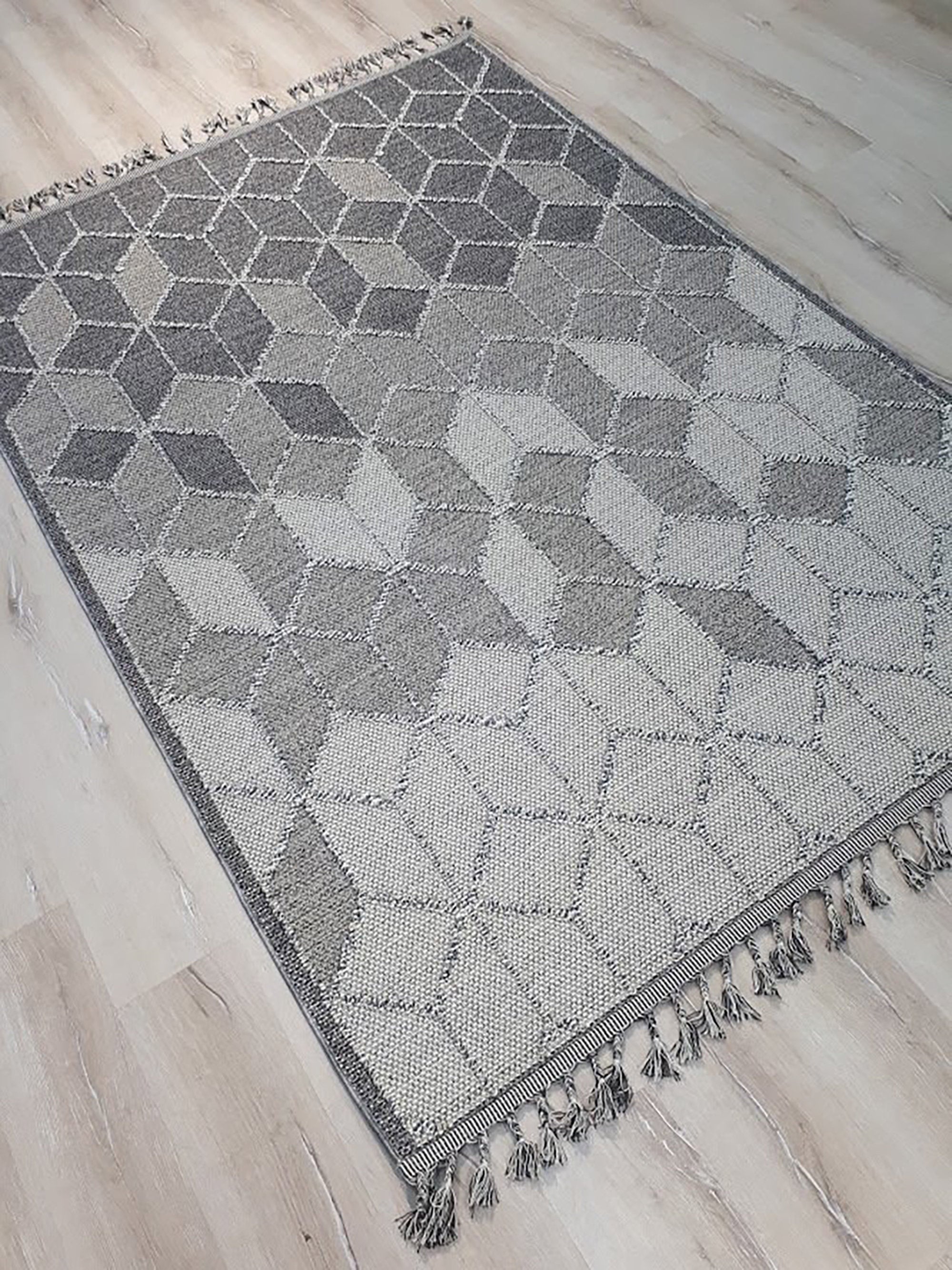 Gri Turkish Modern Kilim Gray Rug