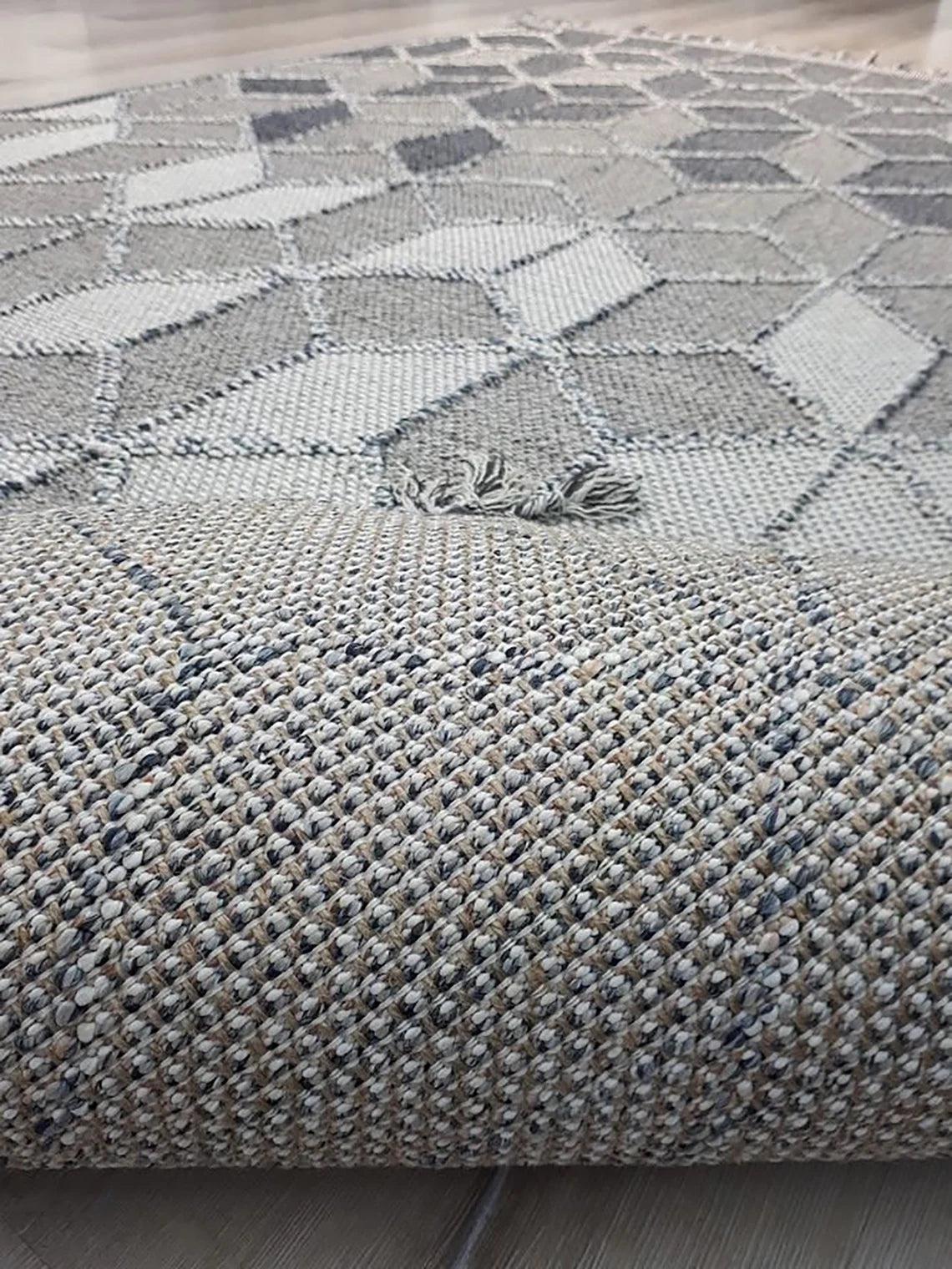 Gri Turkish Modern Kilim Gray Rug