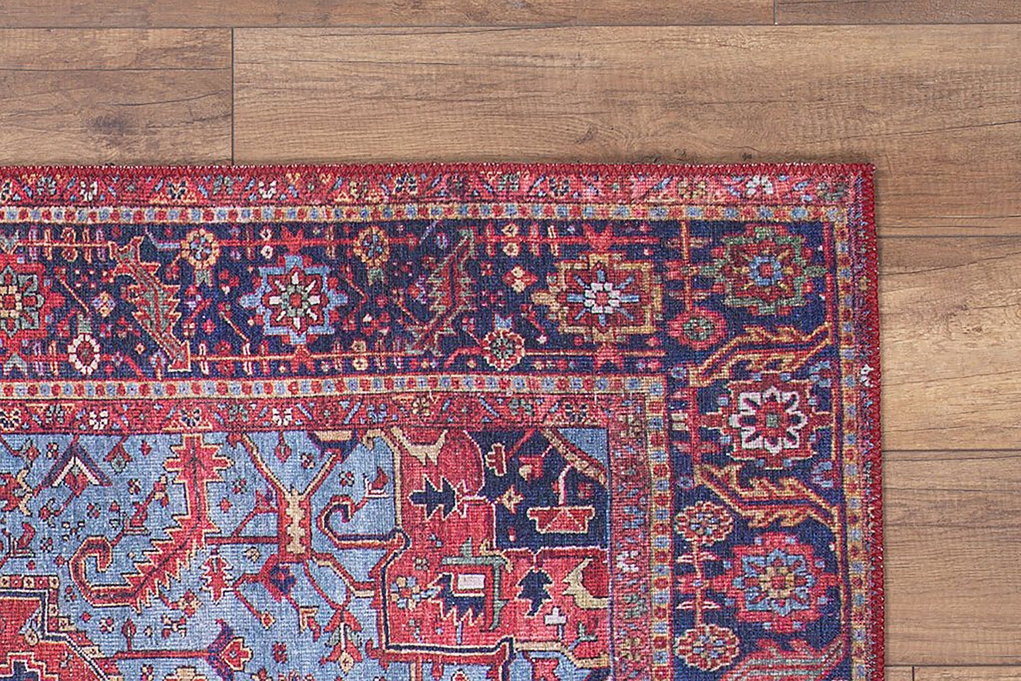 Handa Rug Oriental Light & Navy Blue & Red Rug
