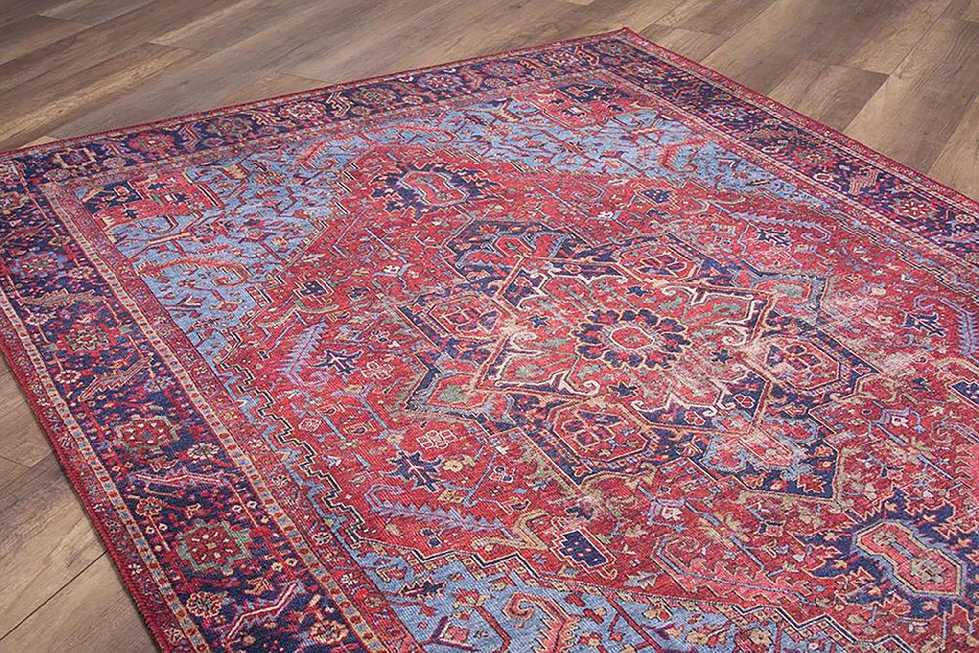 Handa Rug Oriental Light & Navy Blue & Red Rug