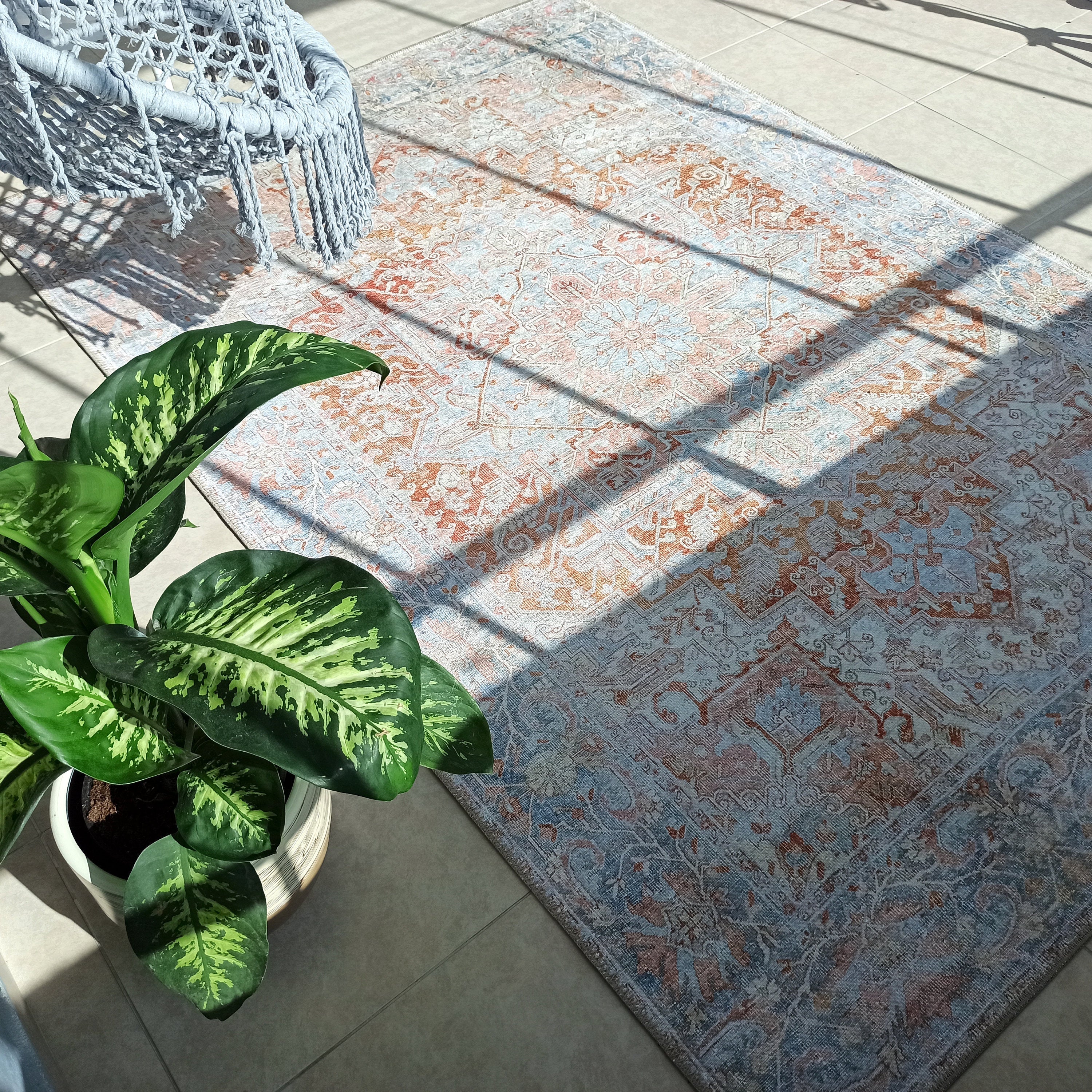 Hara Rug Faded Beige & Blue Oriental Rug