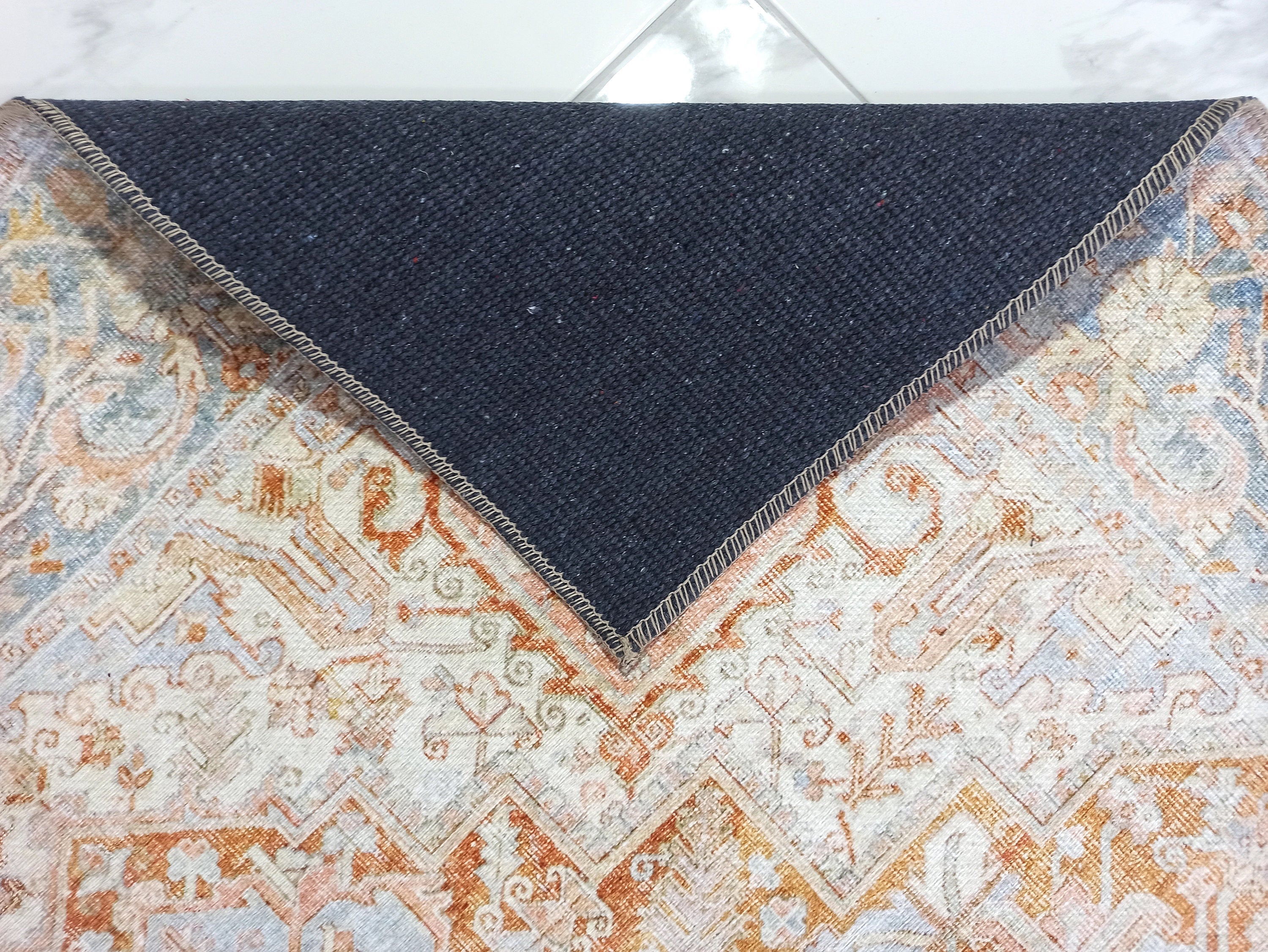 Hara Rug Faded Beige & Blue Oriental Rug