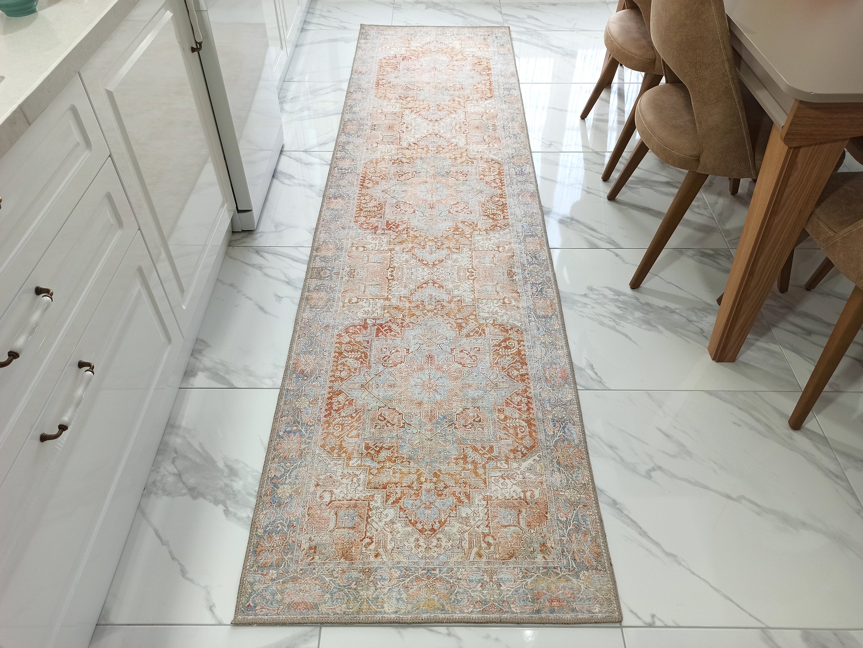 Hara Rug Faded Beige & Blue Oriental Rug
