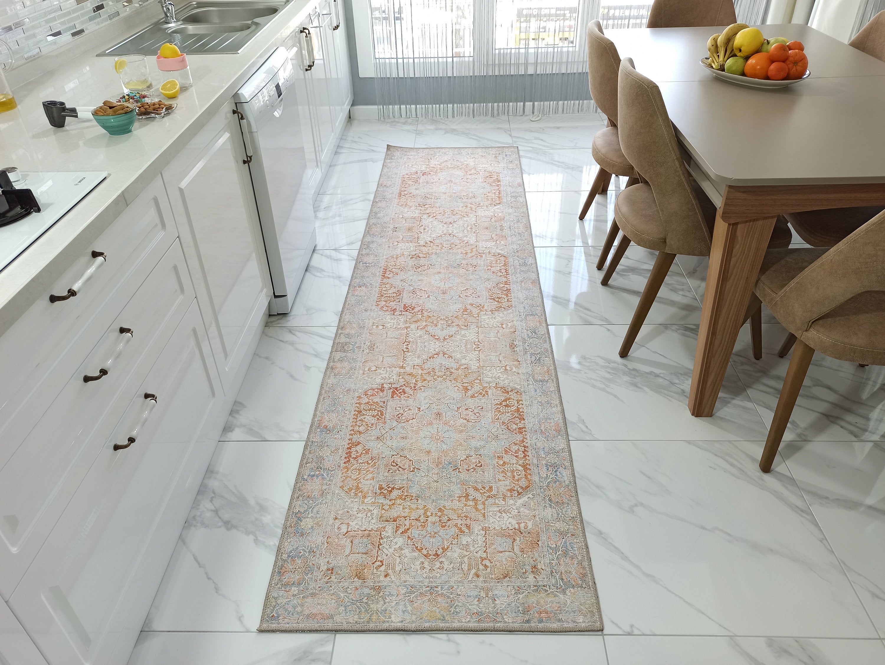 Hara Rug Faded Beige & Blue Oriental Rug