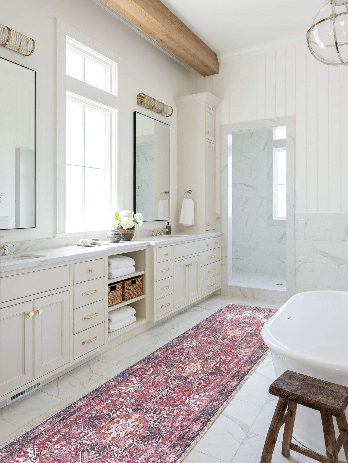 Hiba Rug Oriental Hot Pink Red Medallion Rug