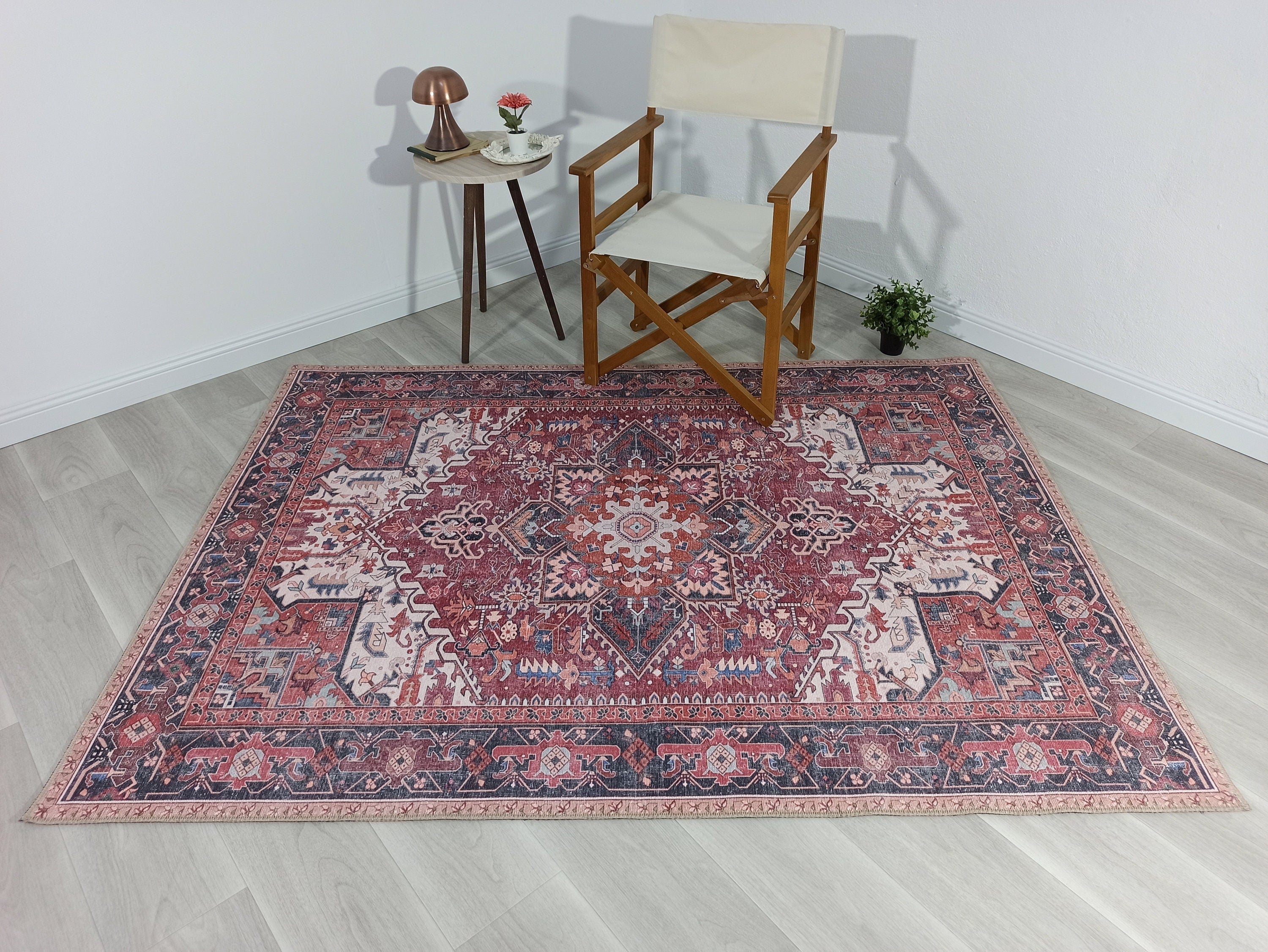 Hiba Rug Oriental Hot Pink Red Medallion Rug