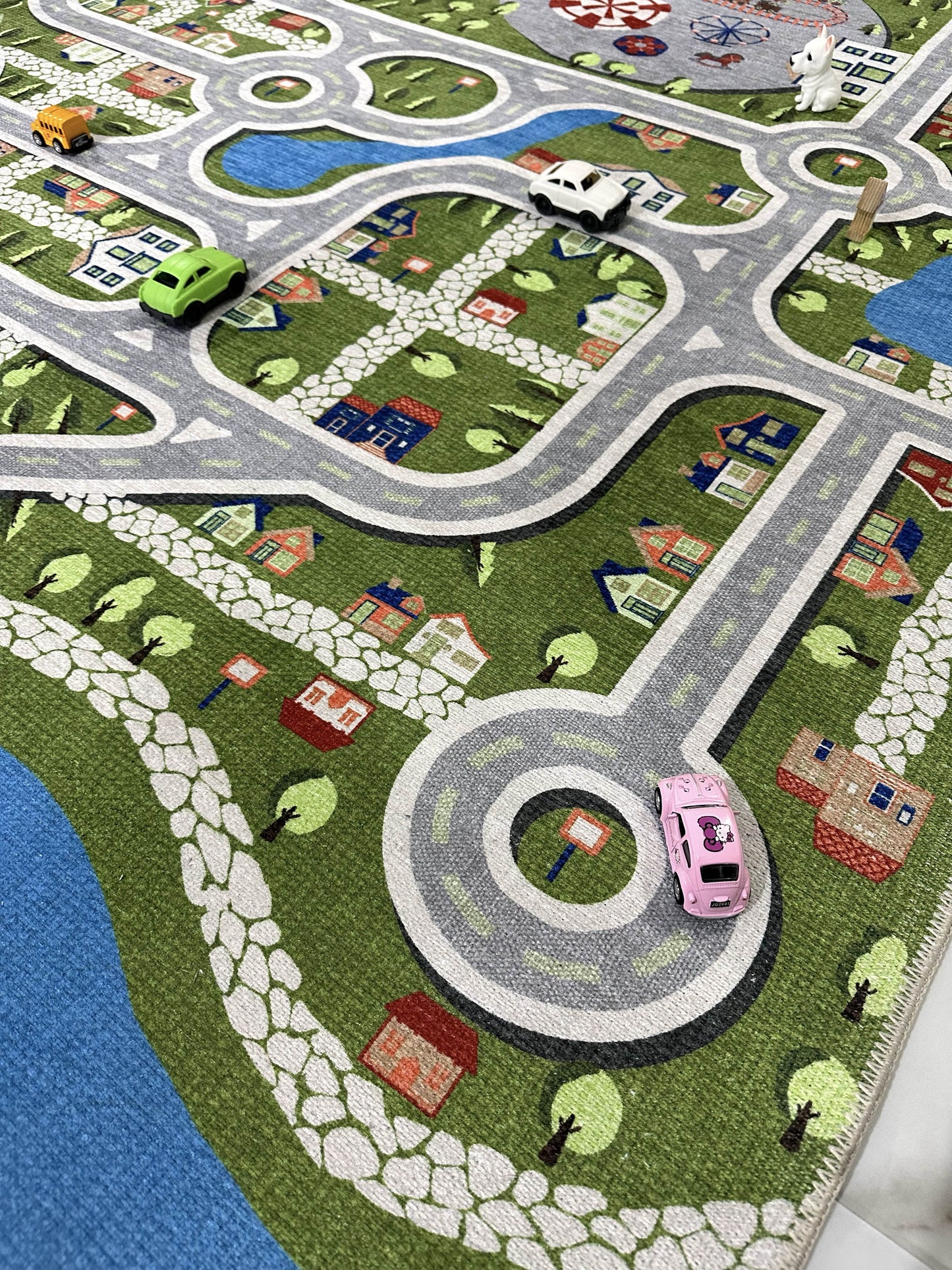 Mega City Play Mat, Activity 3D Area Rug Modern Kids Room Playroom Green Playmat Imaginative Interactive Toddler Birthday Christmas Gift