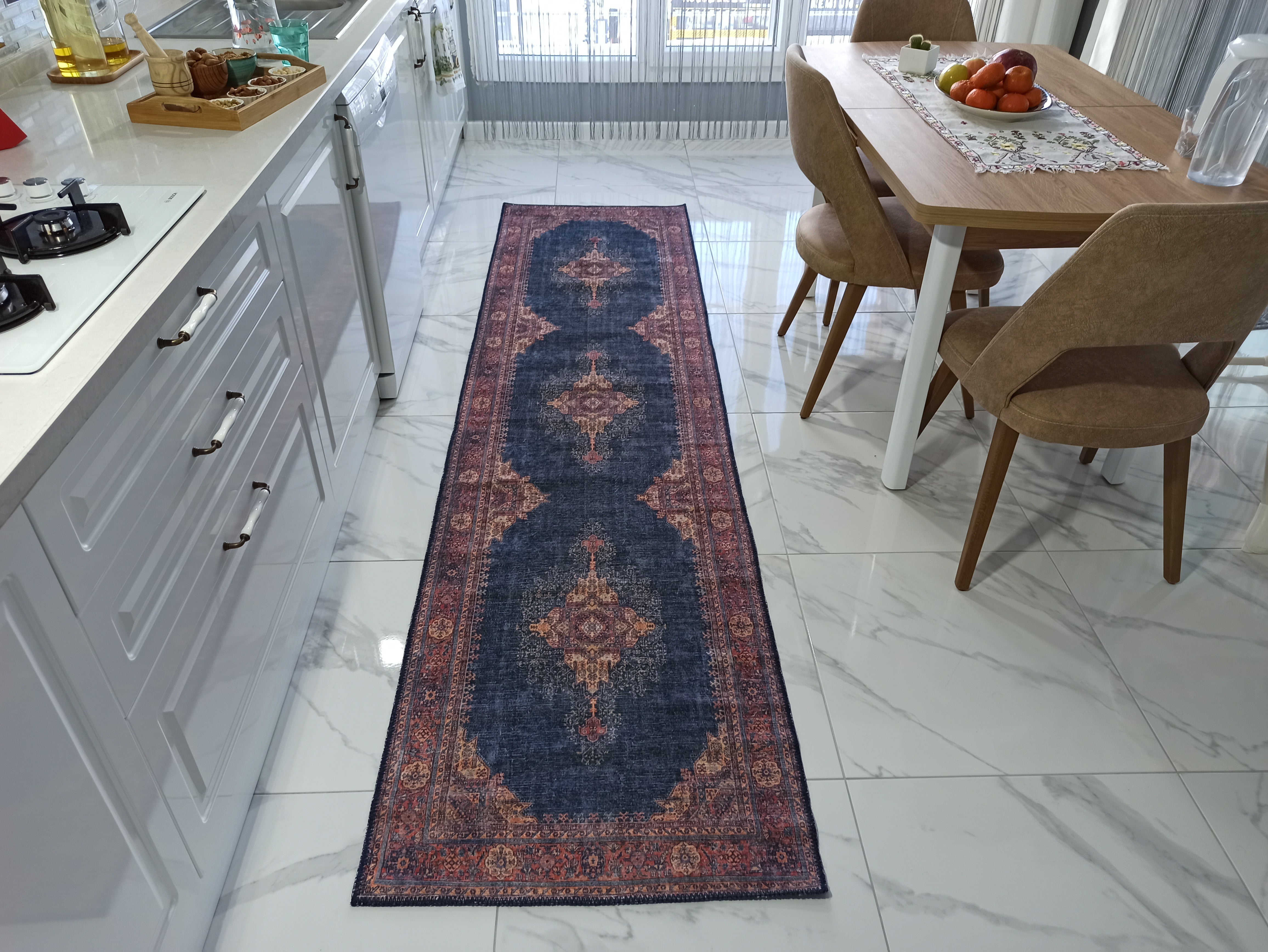 Nargan Rug Persian Navy Blue Red Rug