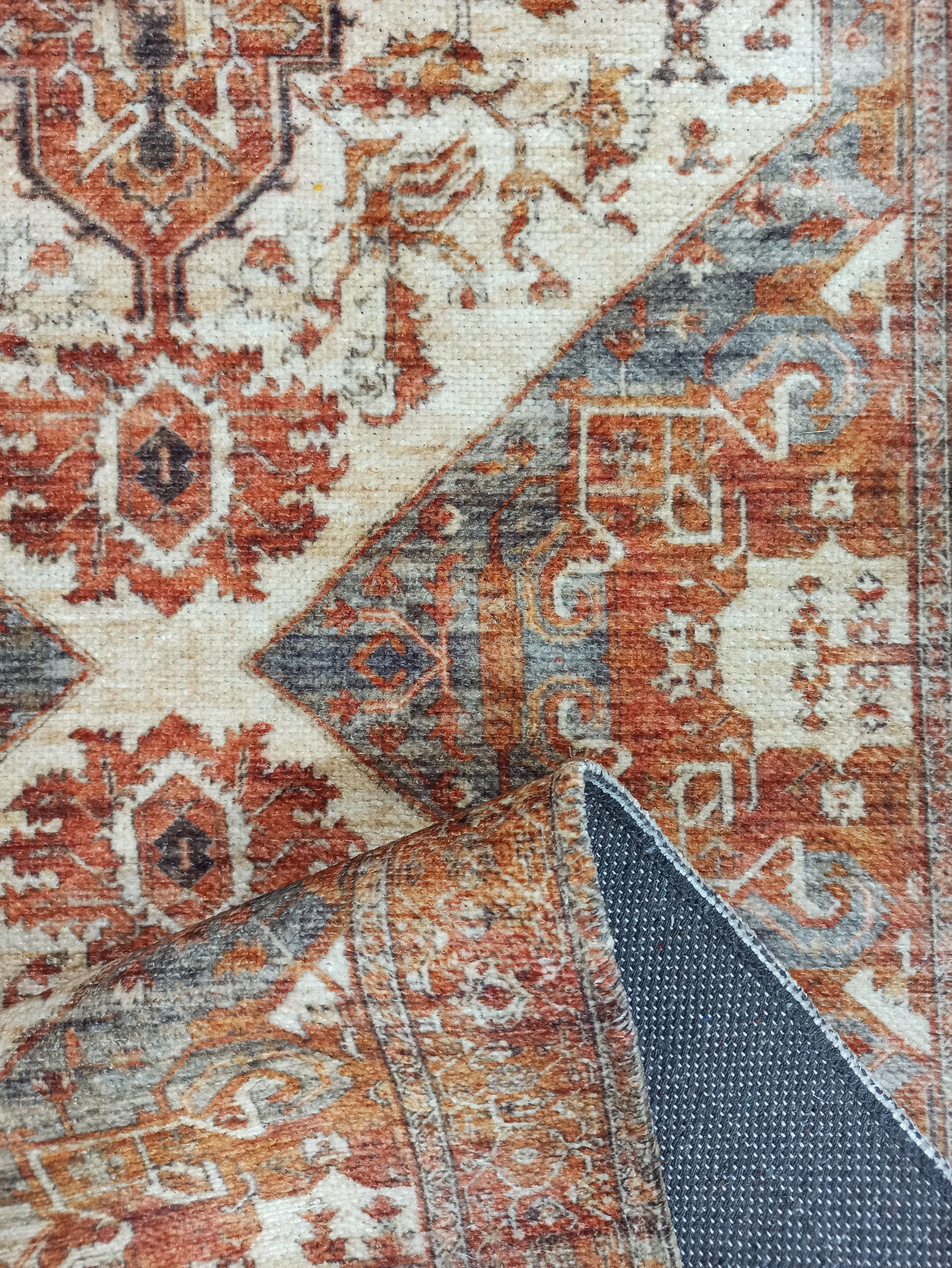 Eylul Turkish Vintage Medallion Style Beige Orange Rug