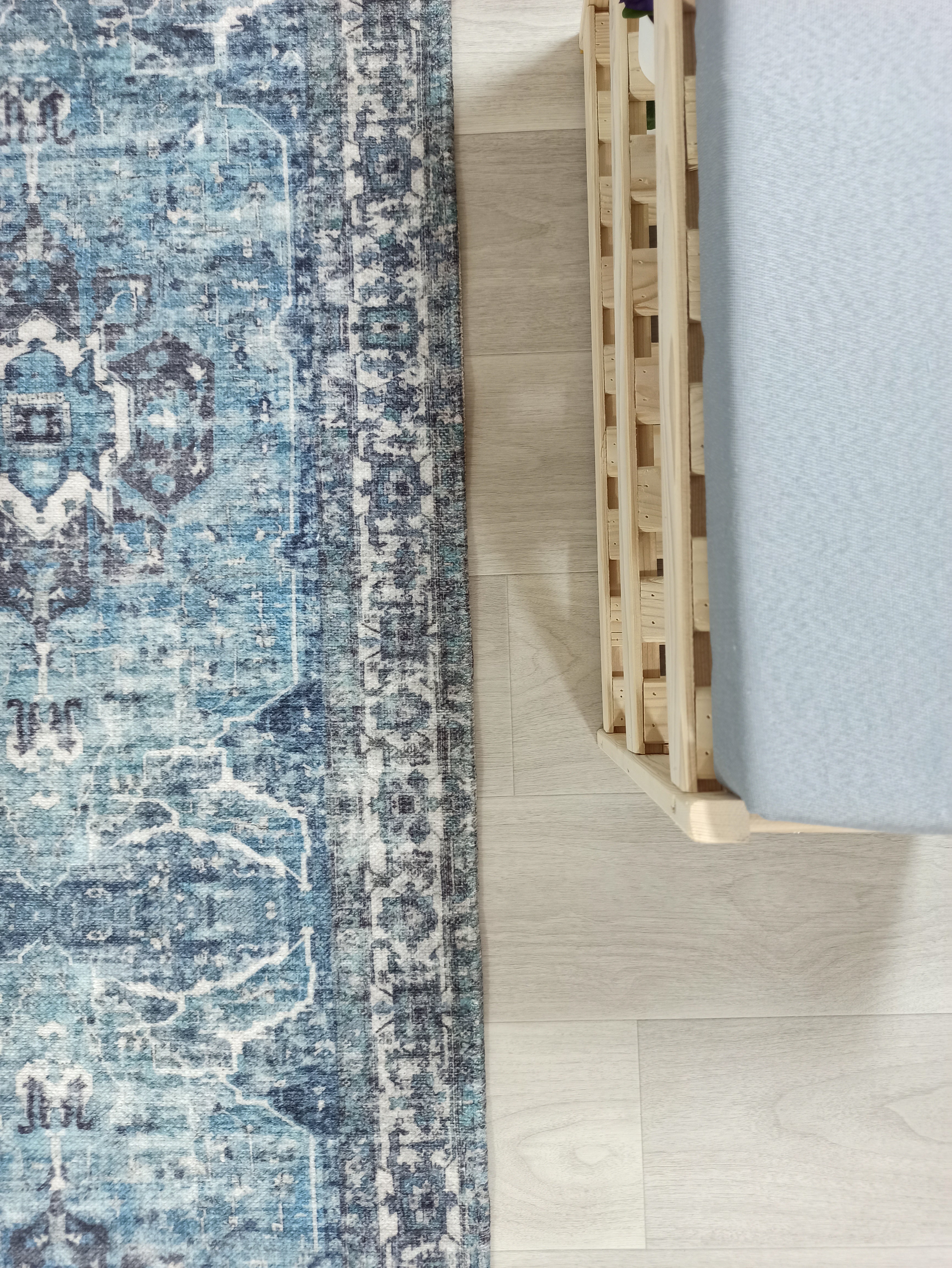 Asi Turkish Vintage Medallion Style Blue Rug