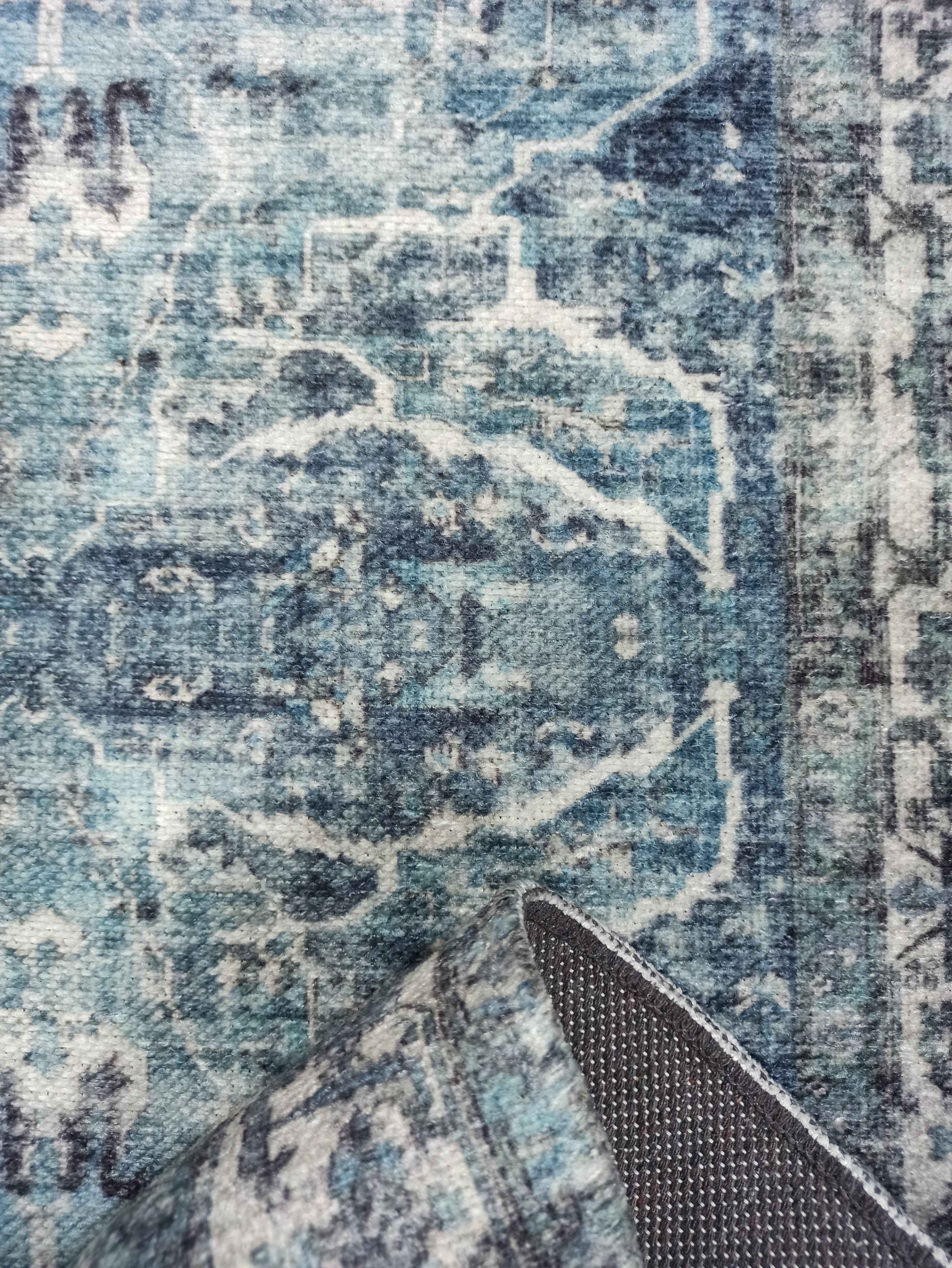 Asi Turkish Vintage Medallion Style Blue Rug