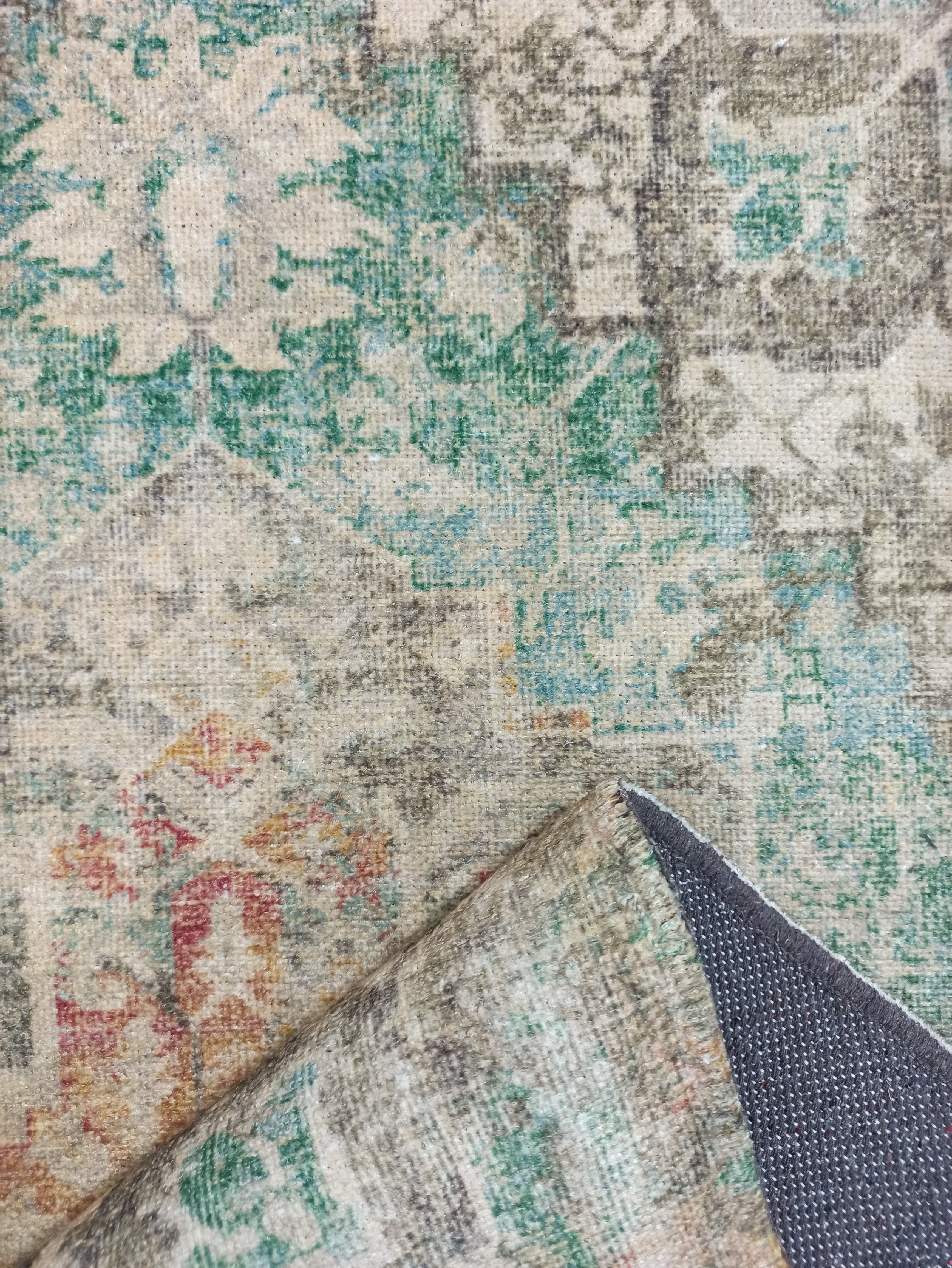 Lema Turkish Vintage Medallion Style Beige Green Rug