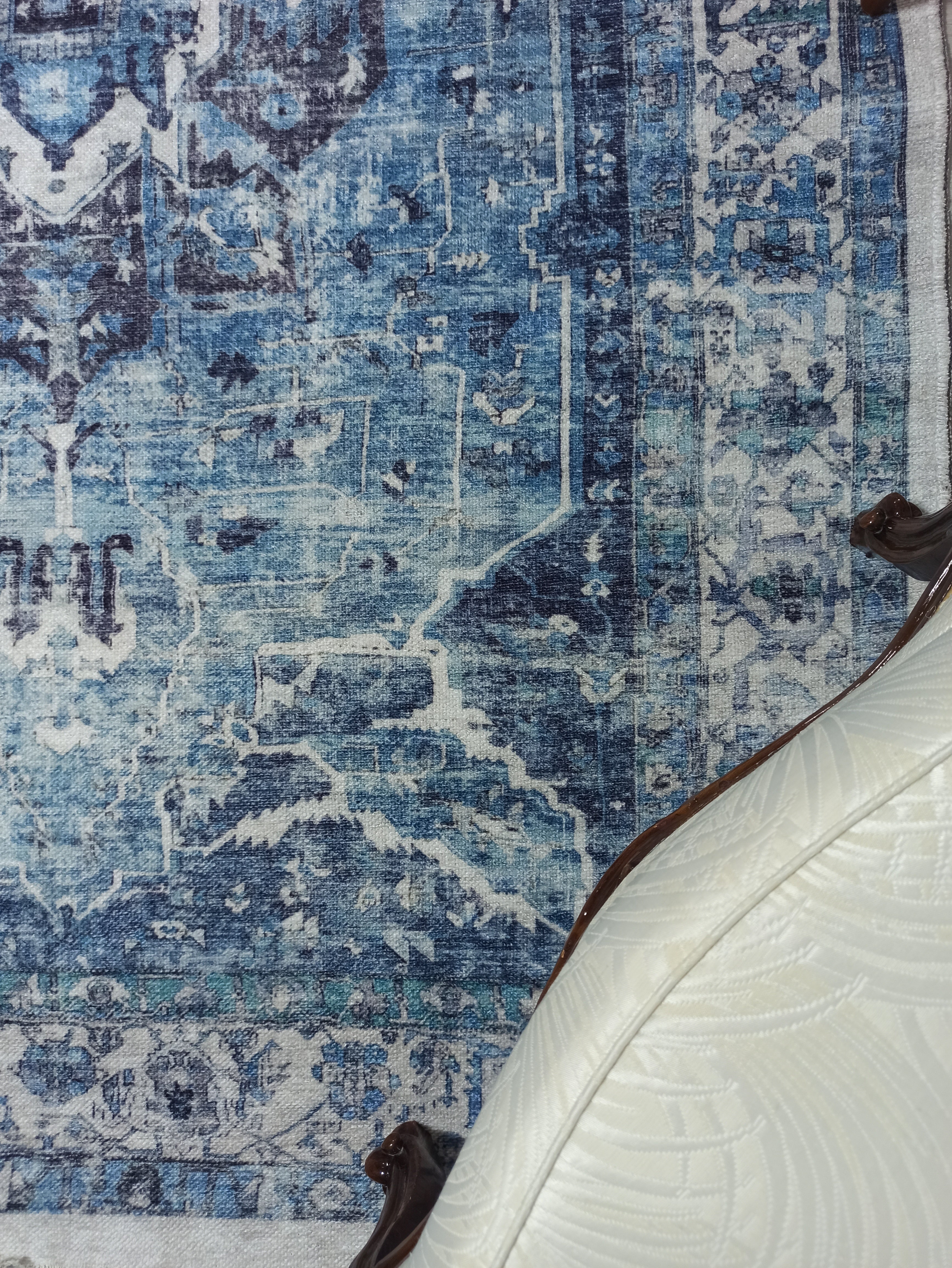 Asi Turkish Vintage Medallion Style Blue Rug