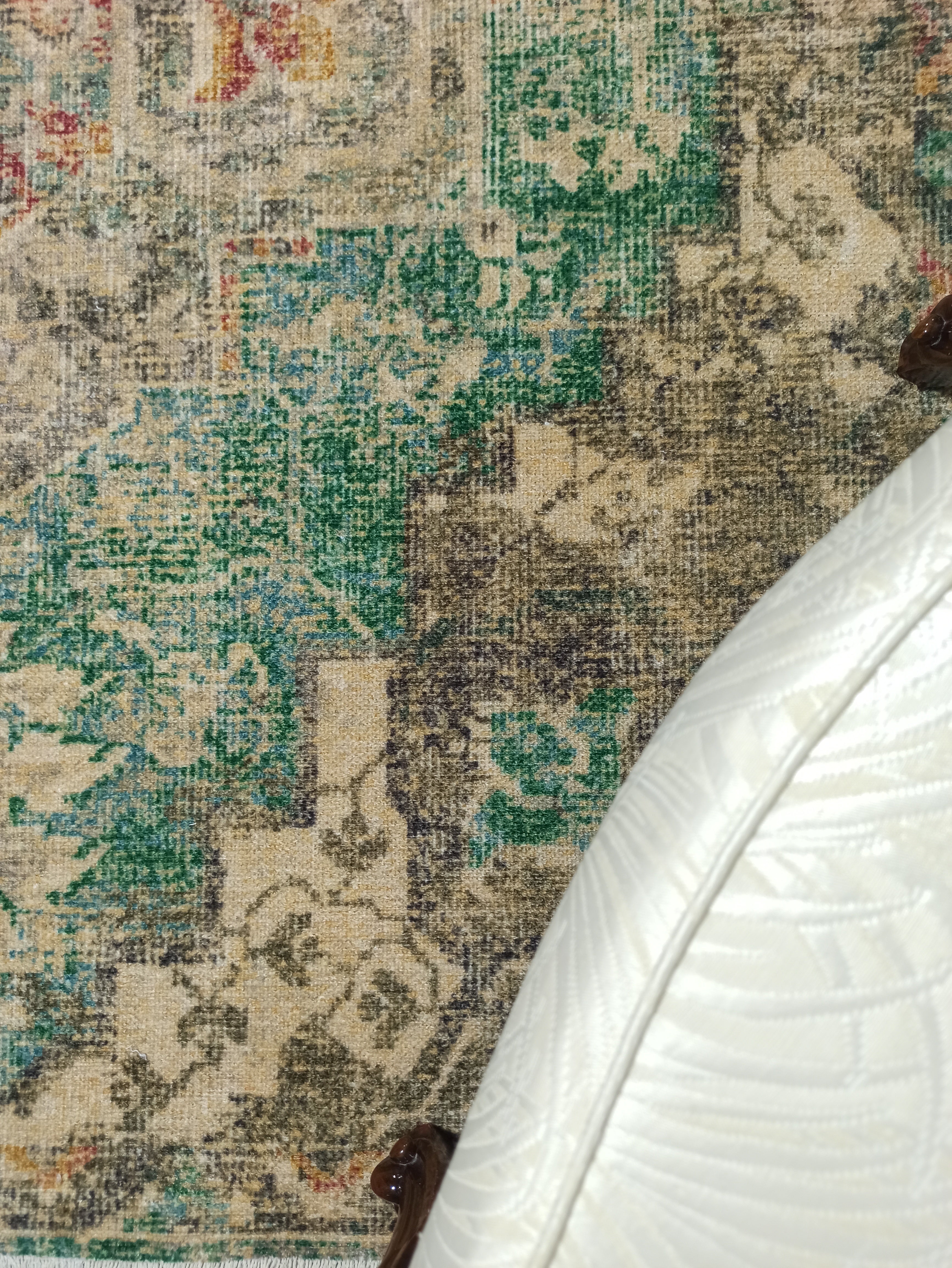 Lema Turkish Vintage Medallion Style Beige Green Rug