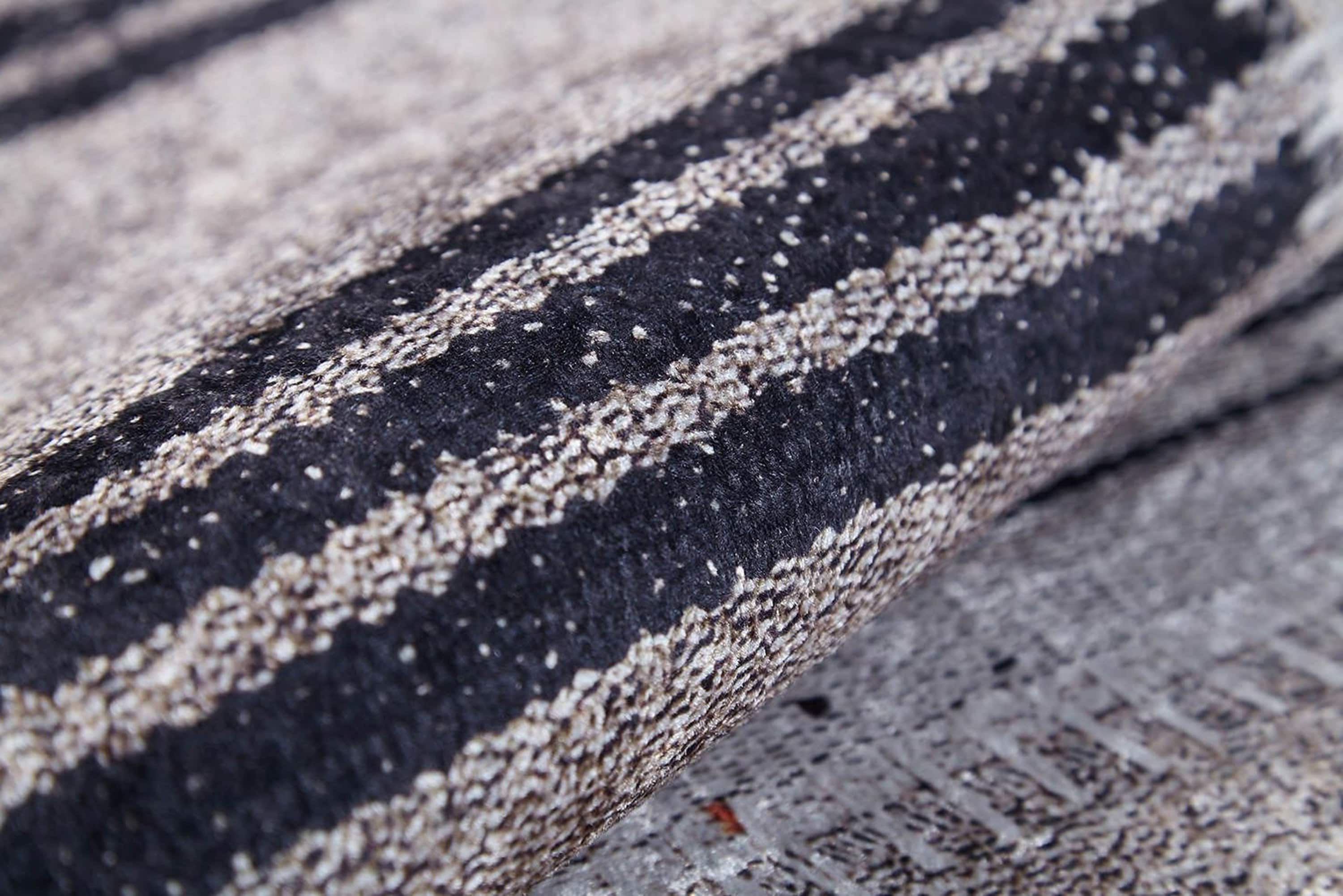 Ivan Turkish Ivory Beige and Black Rug