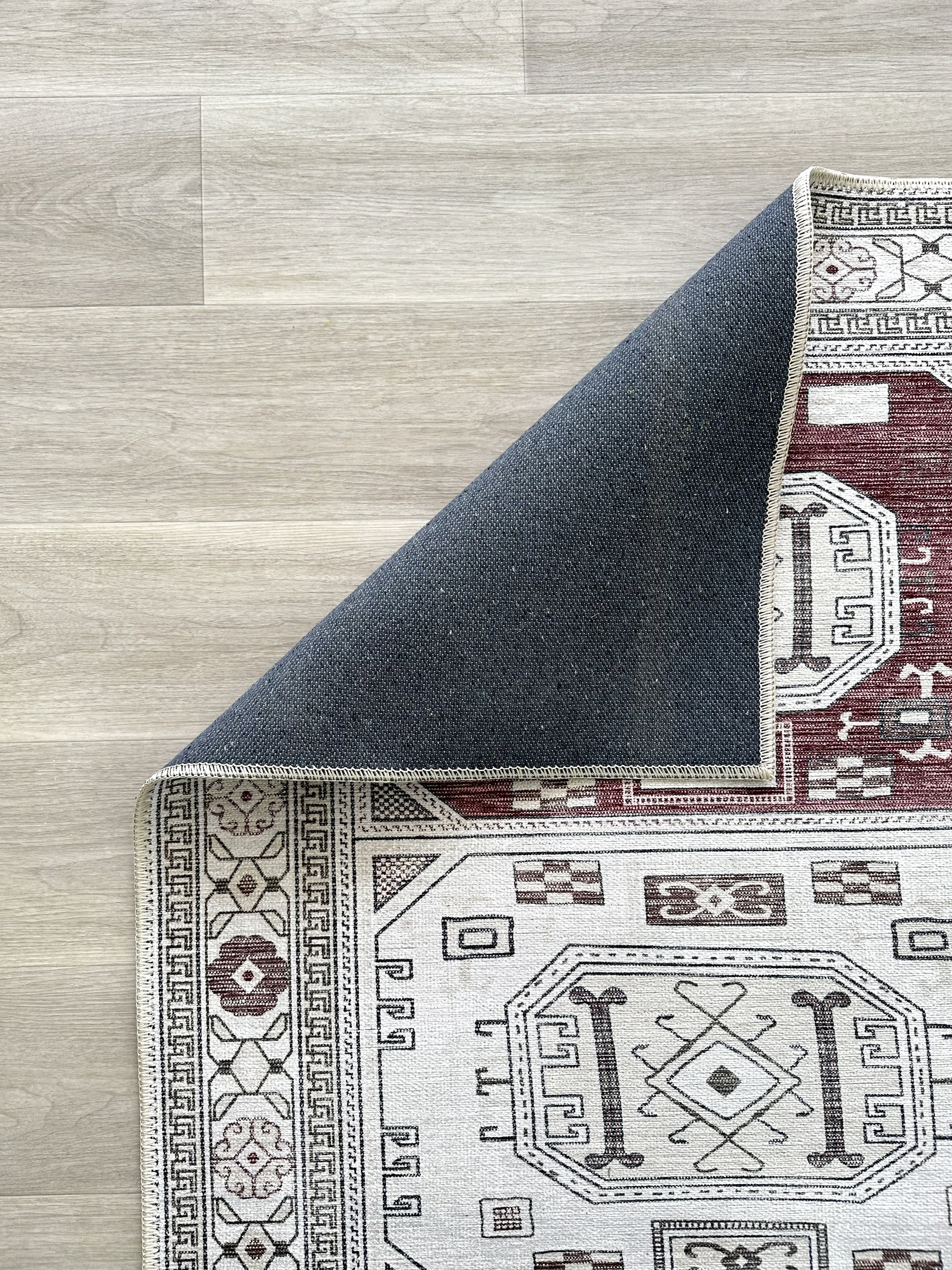 Jianna Modern Turkish Cream Burgundy Rug