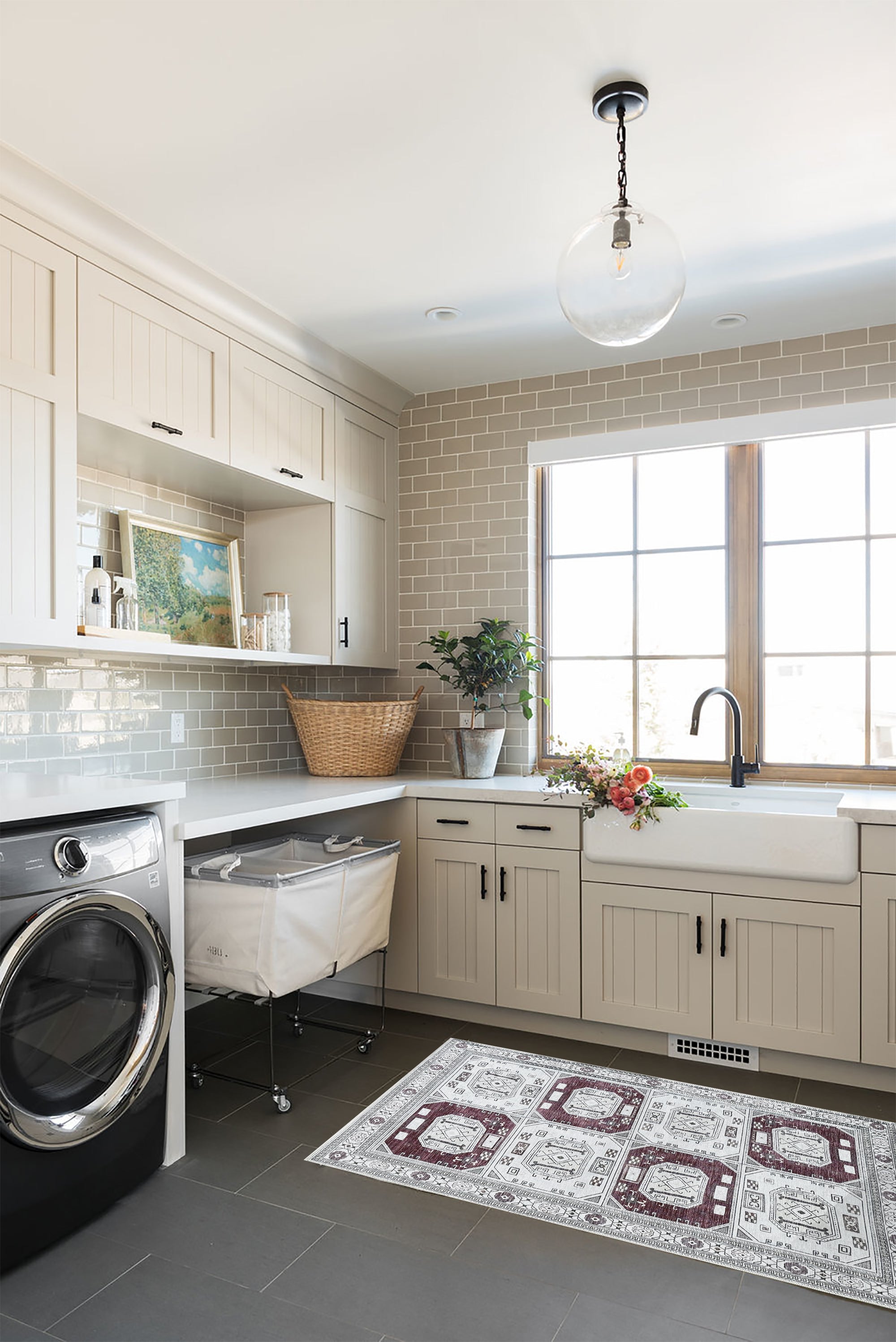 Jianna Modern Turkish Cream Burgundy Rug