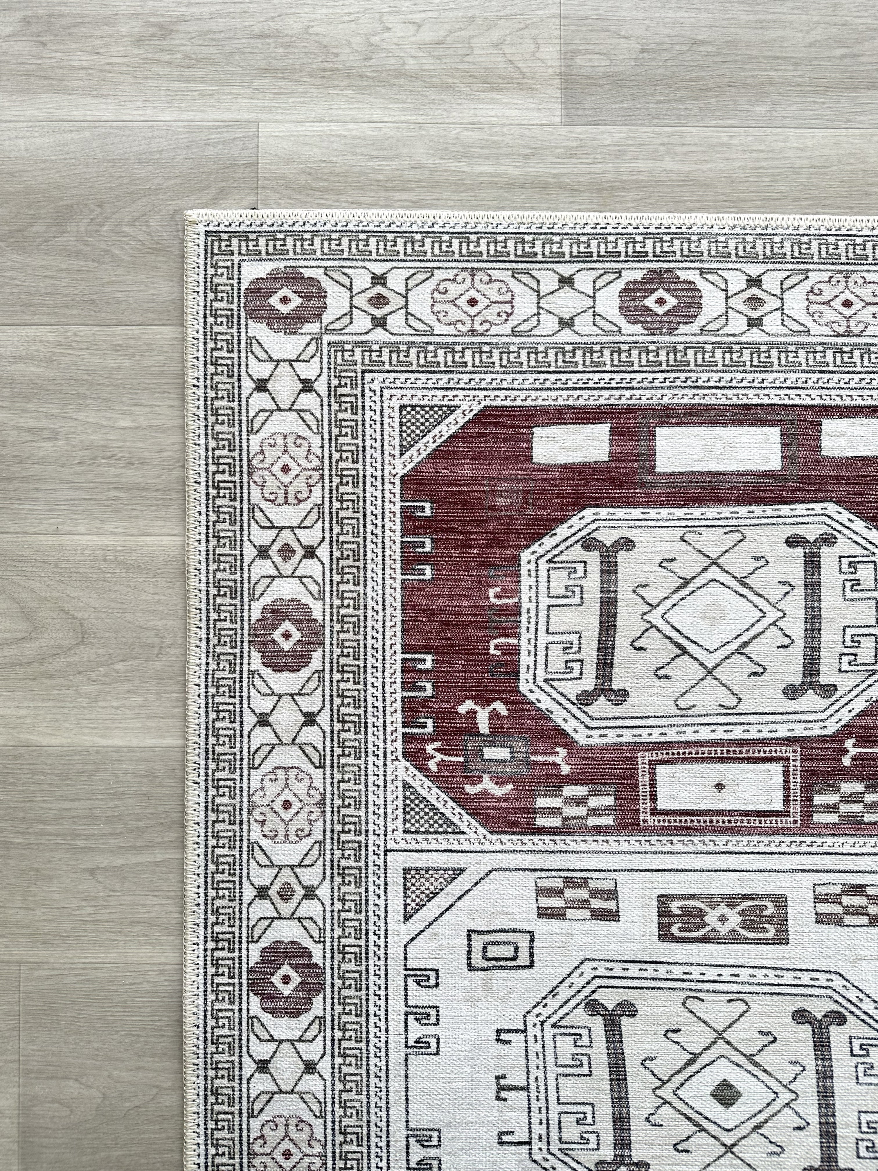 Jianna Modern Turkish Cream Burgundy Rug