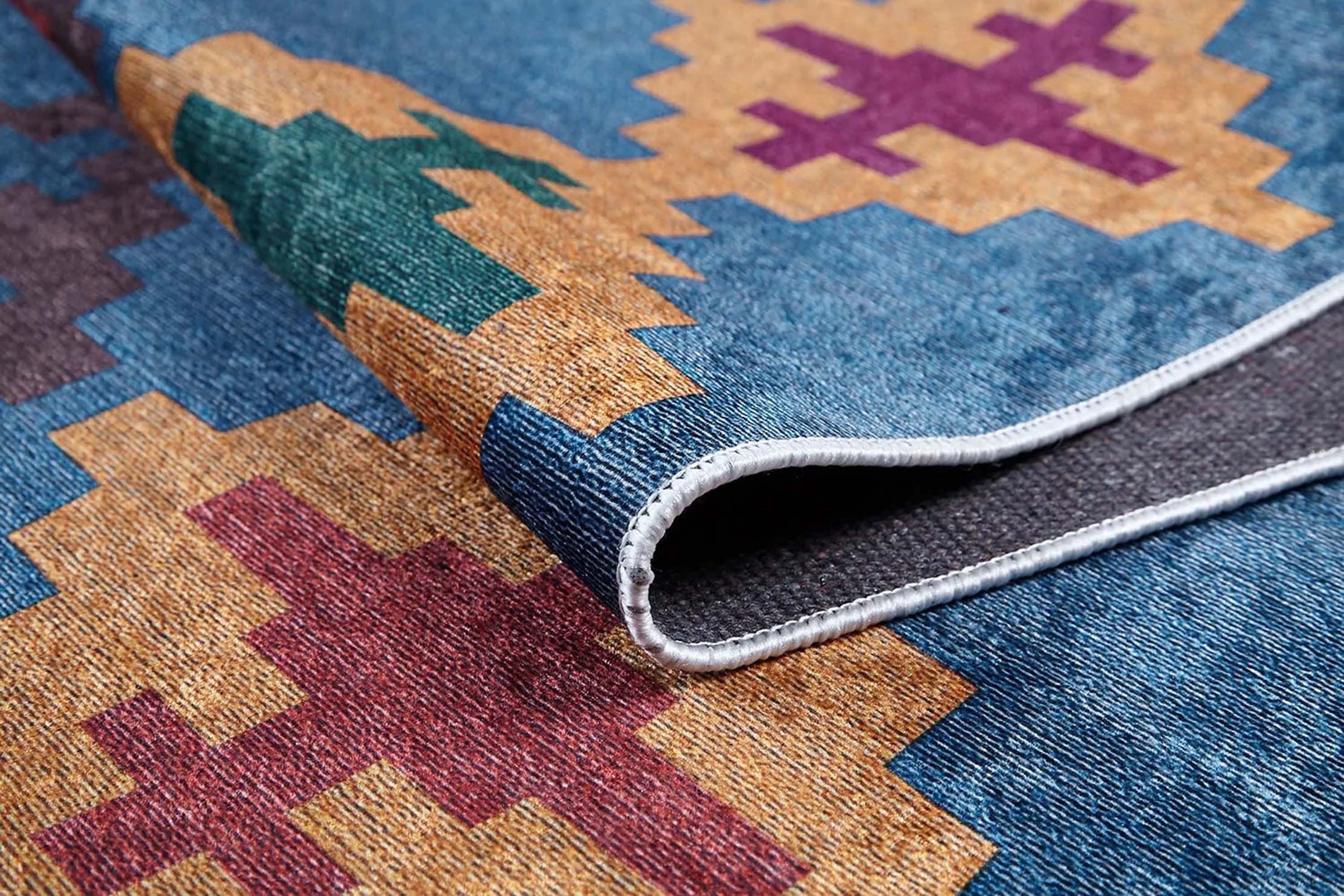 Jinwa Turkish Kilim Beige Blue Rug