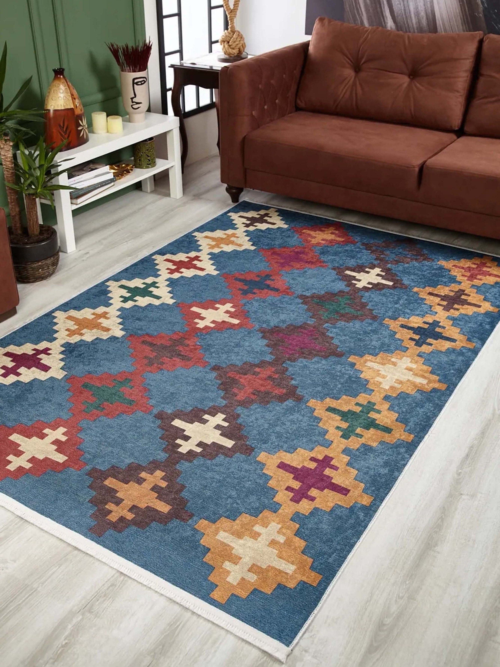 Jinwa Turkish Kilim Beige Blue Rug