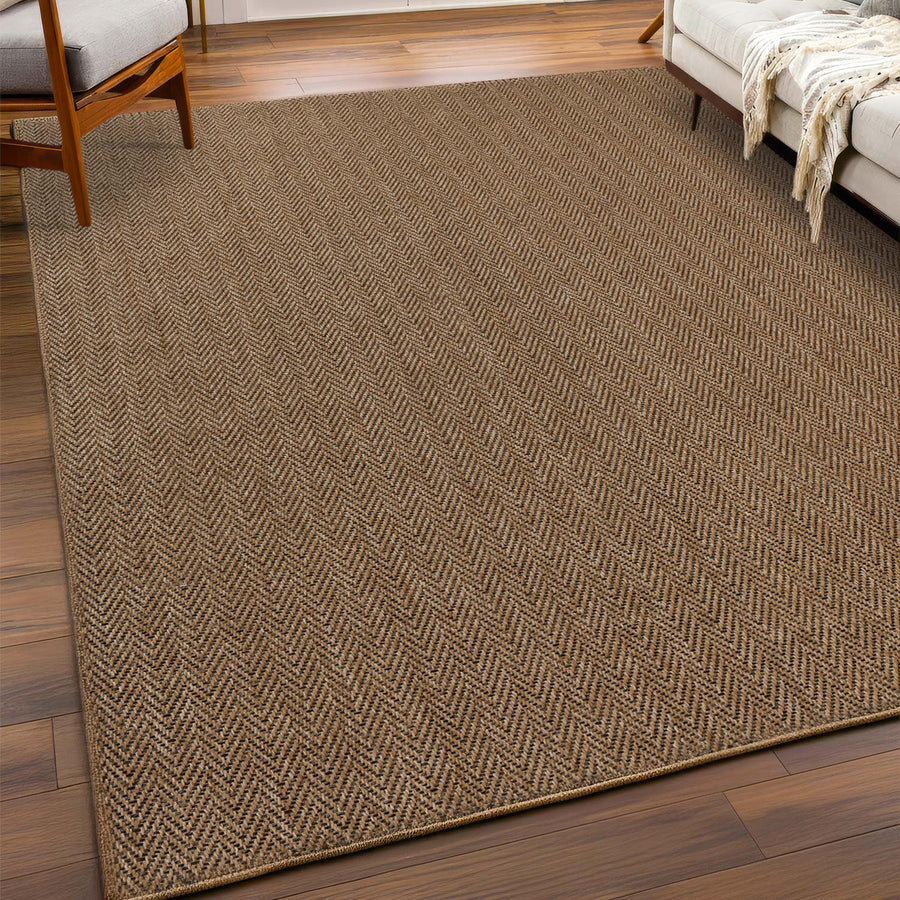 Rustic Herringbone Sisal-Look Indoor/Outdoor Area Rug