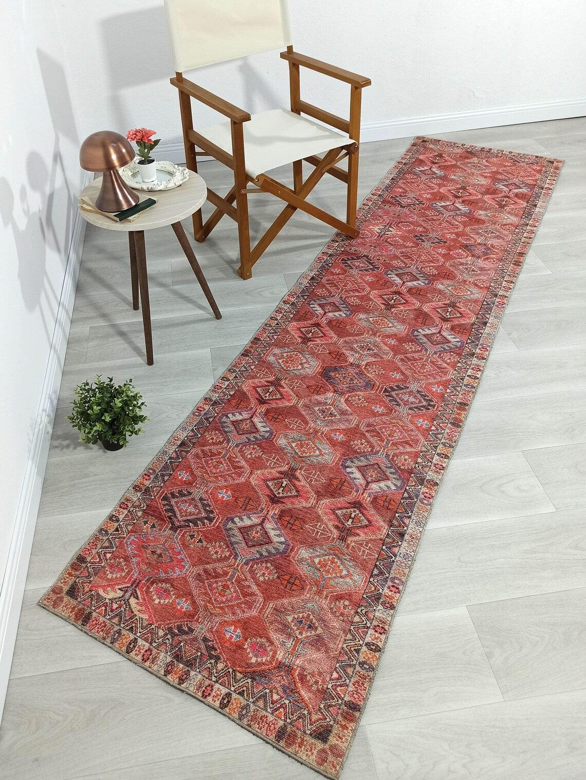 Kaki Rug Turkish Vintage Terracotta Red Orange Pink Rug