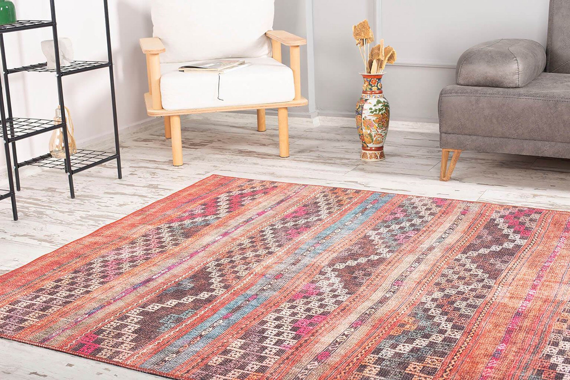 Kala Turkish Red Orange Rug