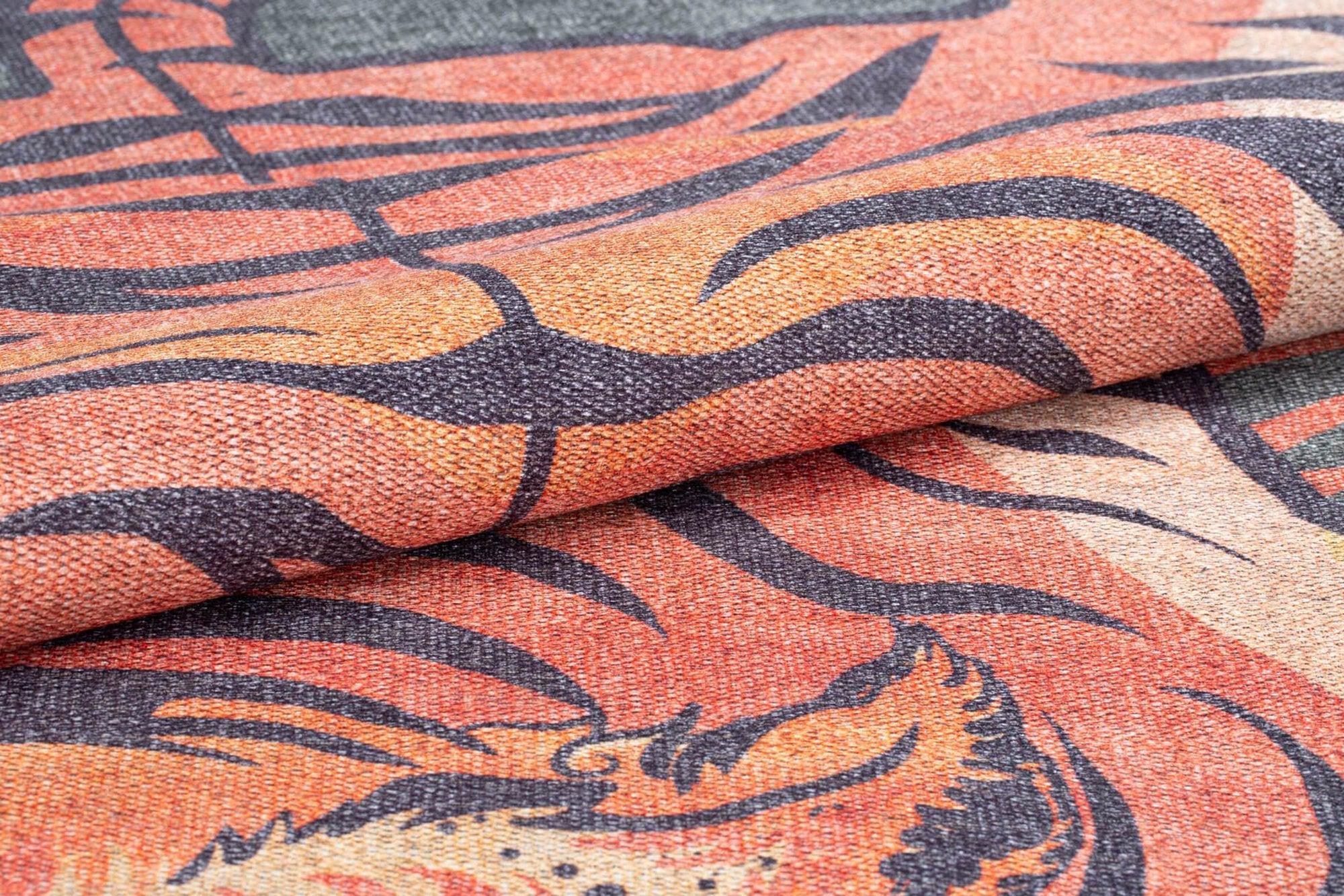 Kaplan Tibetan Tiger Orange &amp; Faded Green Rug