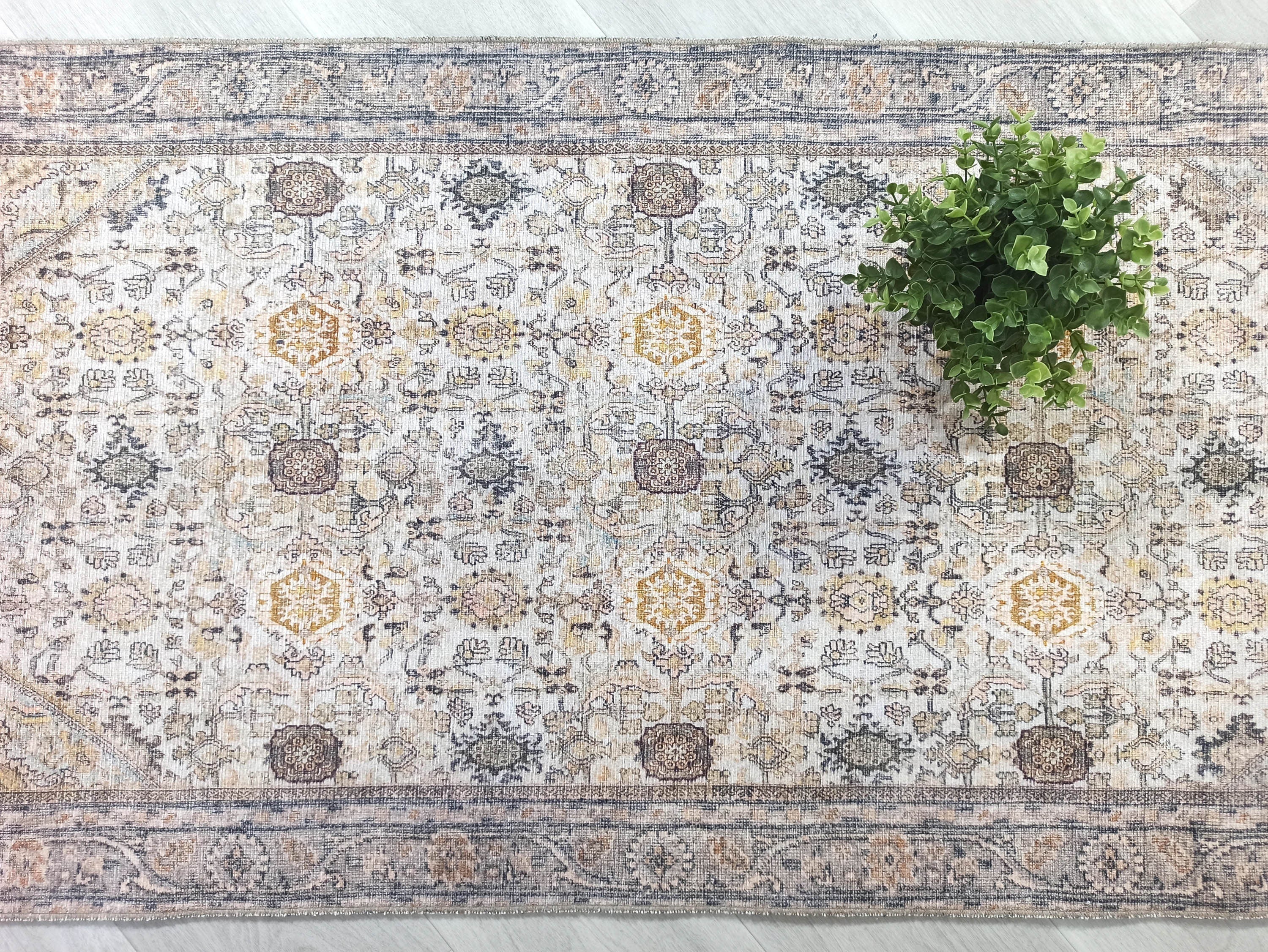 Karta Rug Turkish Vintage Beige Brown Floral Rug