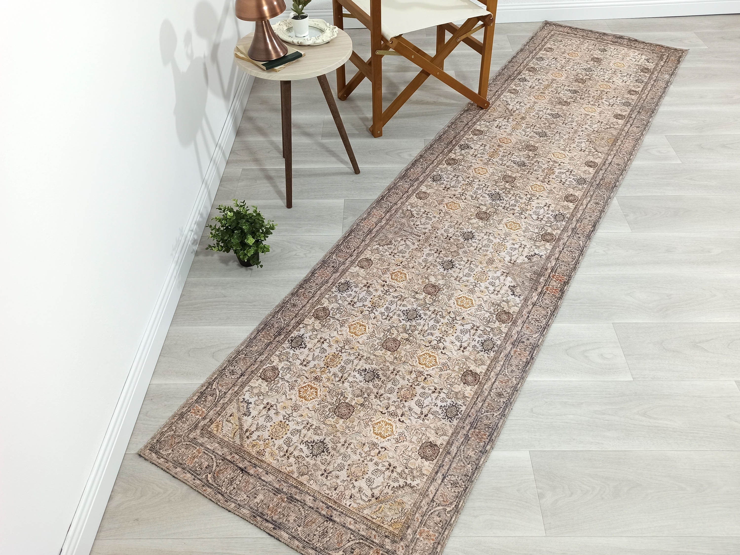 Karta Rug Turkish Vintage Beige Brown Floral Rug