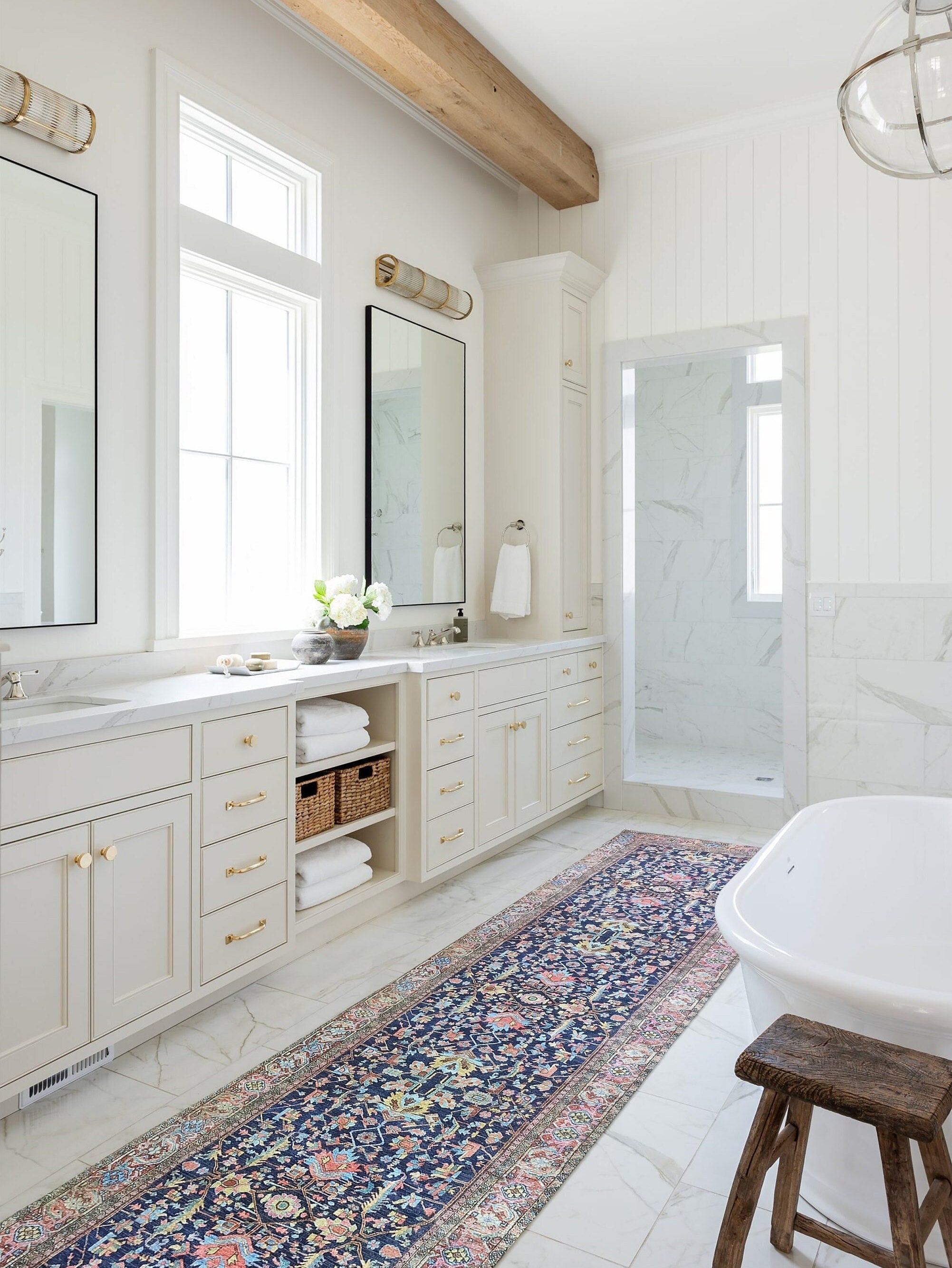 Lala Rug Turkish Navy and Light Blue Rug