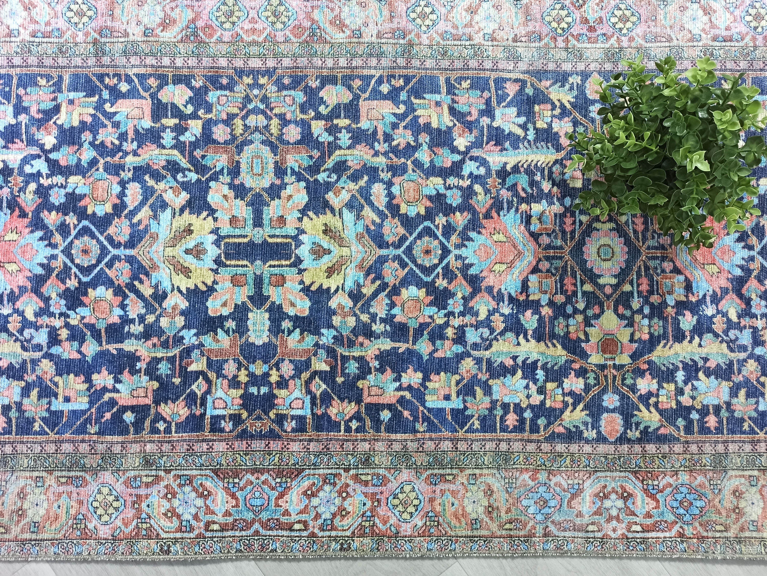 Lala Rug Turkish Navy and Light Blue Rug