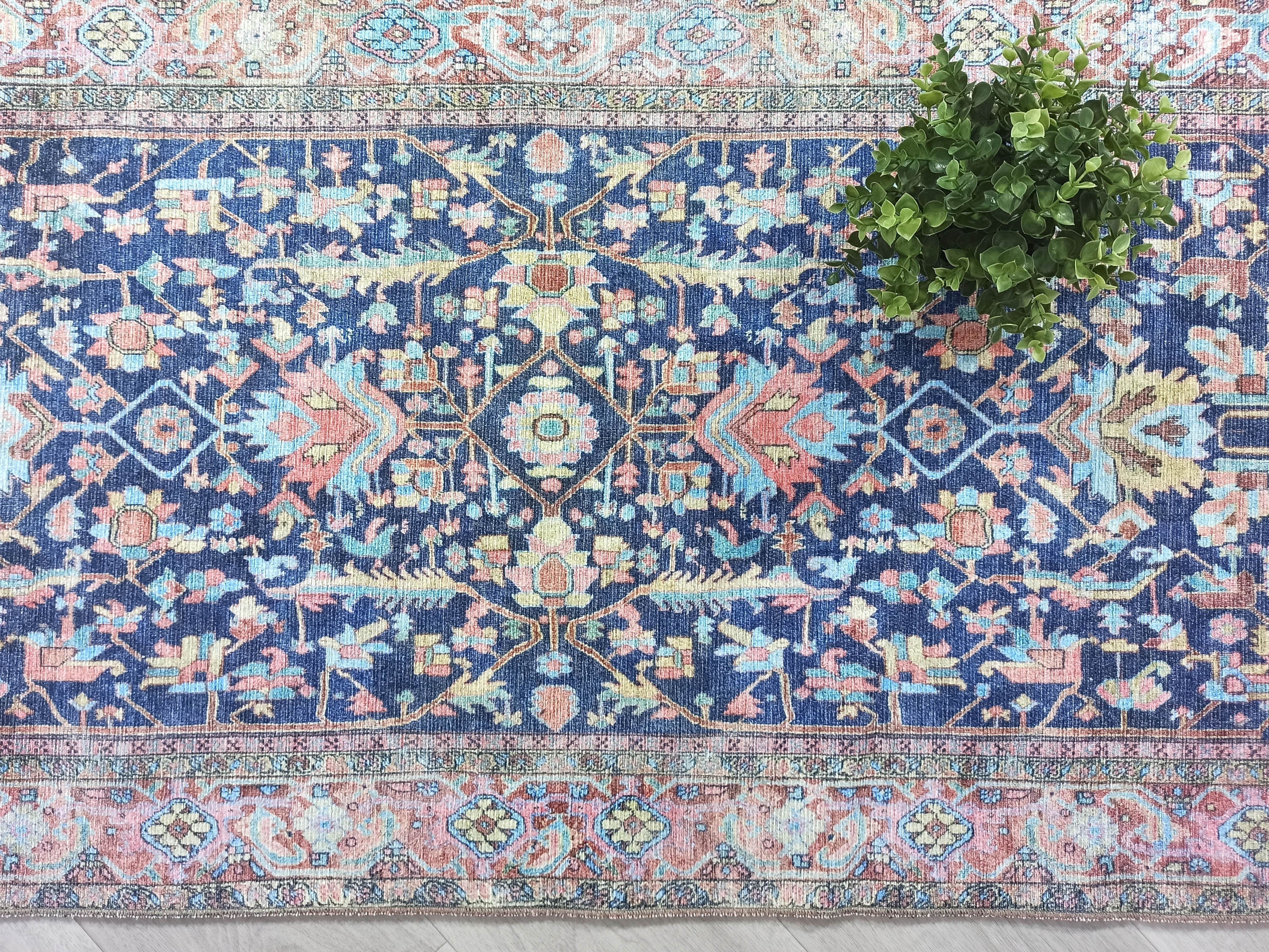 Lala Rug Turkish Navy and Light Blue Rug