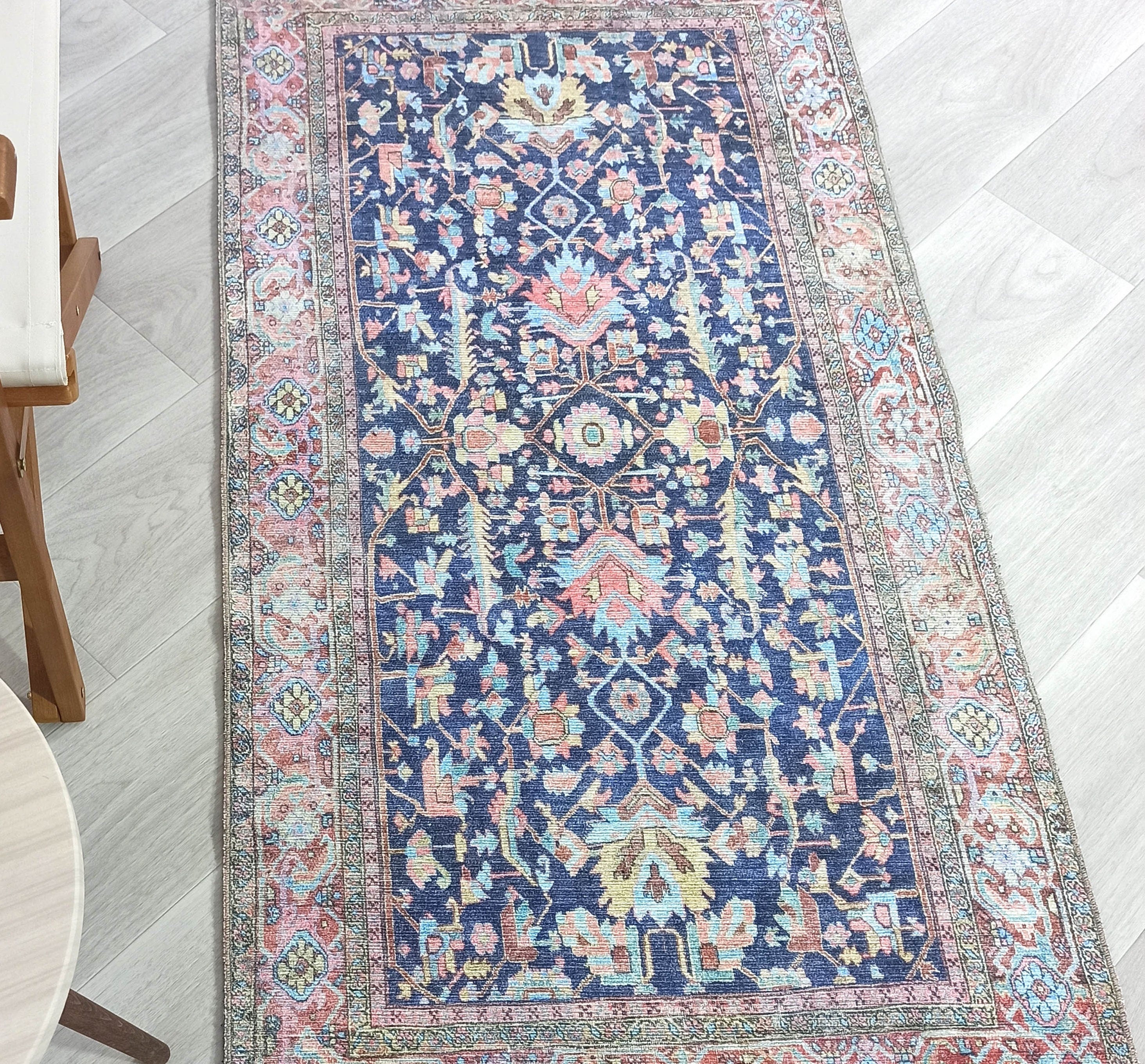 Lala Rug Turkish Navy and Light Blue Rug