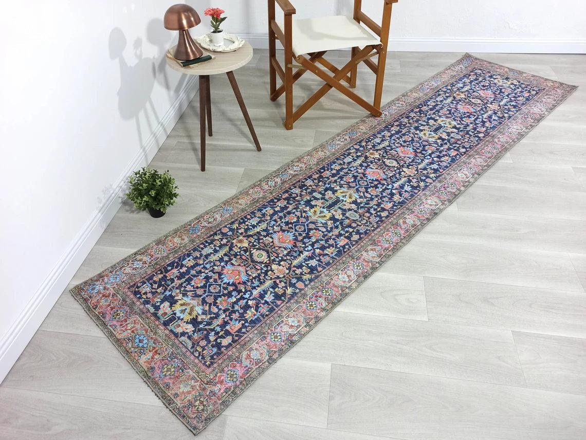 Lala Rug Turkish Navy and Light Blue Rug