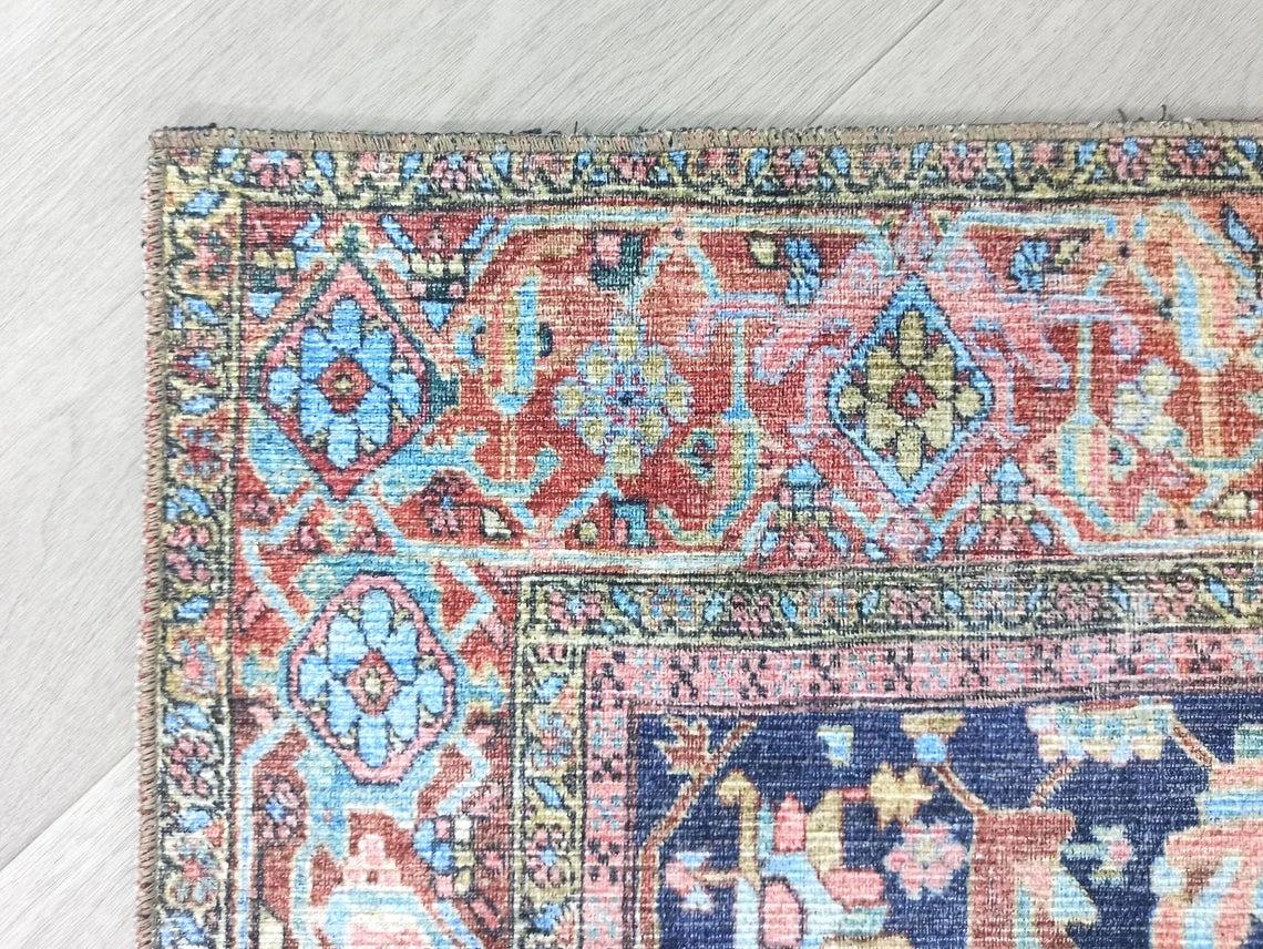 Lala Rug Turkish Navy and Light Blue Rug