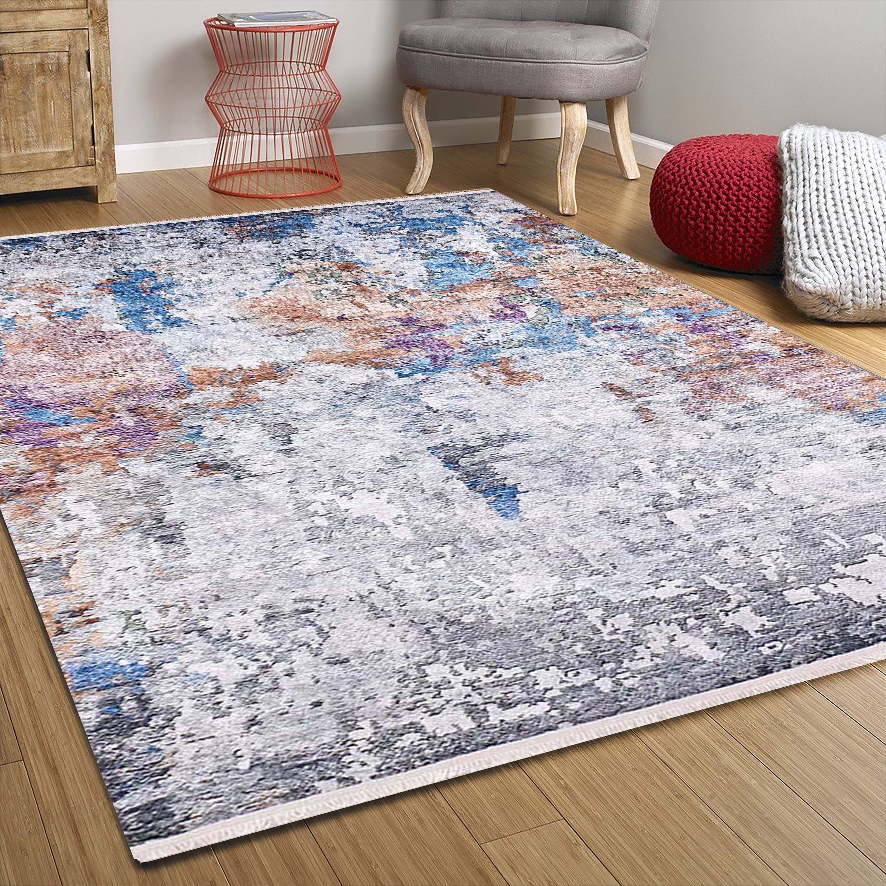 Lama Abstract Modern Gray Rug