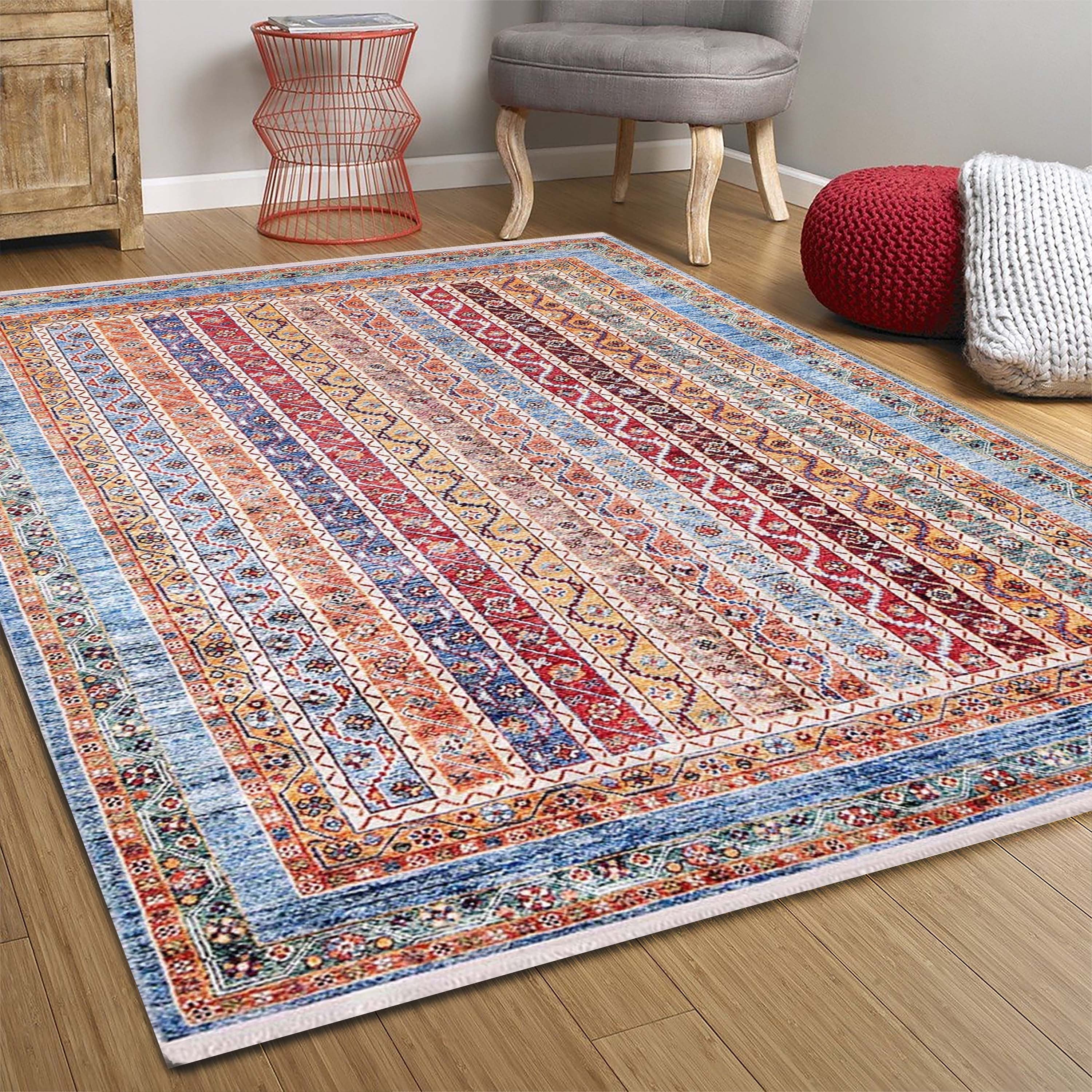 Landa Turkish Kilim Orange Blue Rug