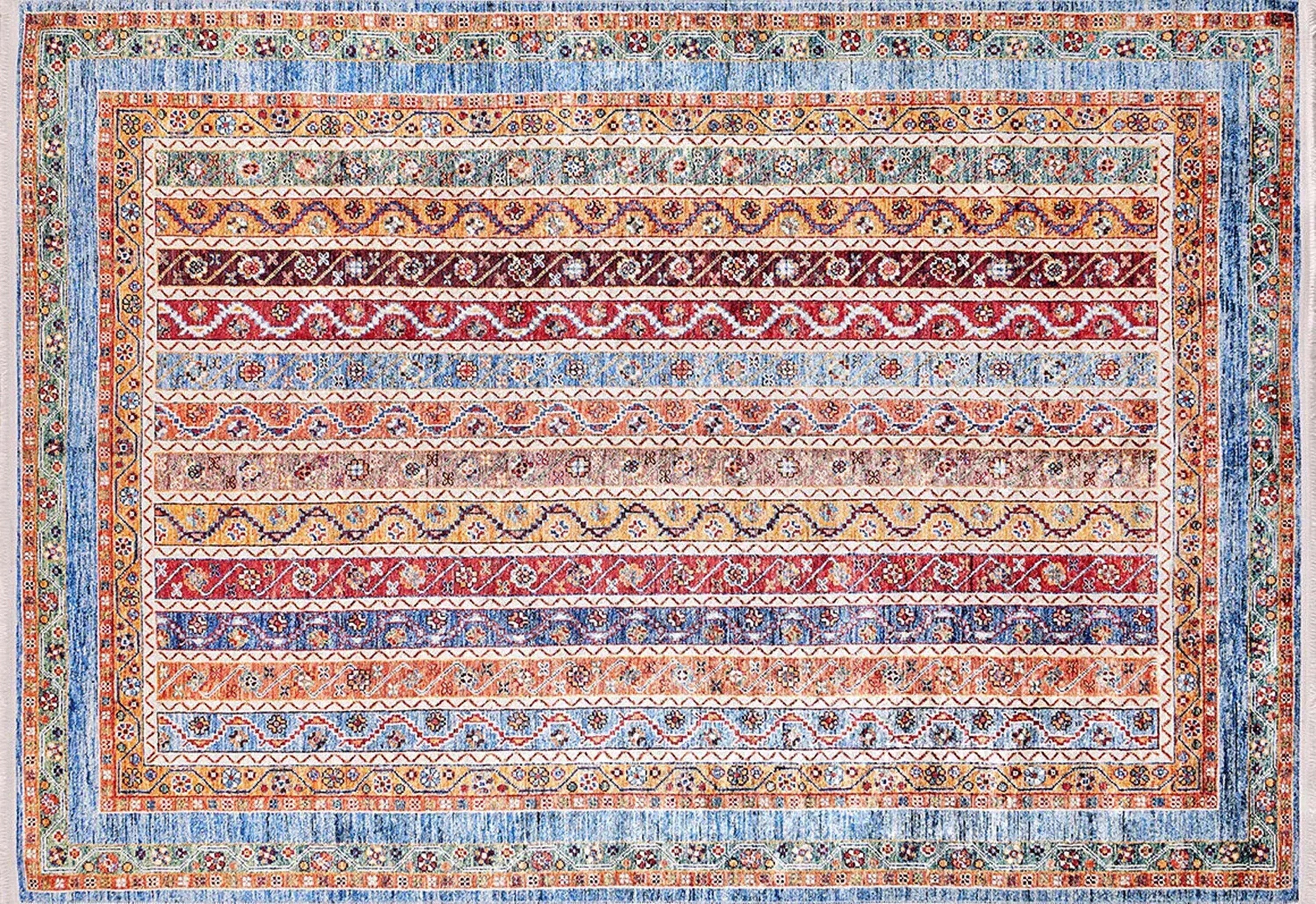 Landa Turkish Kilim Orange Blue Rug