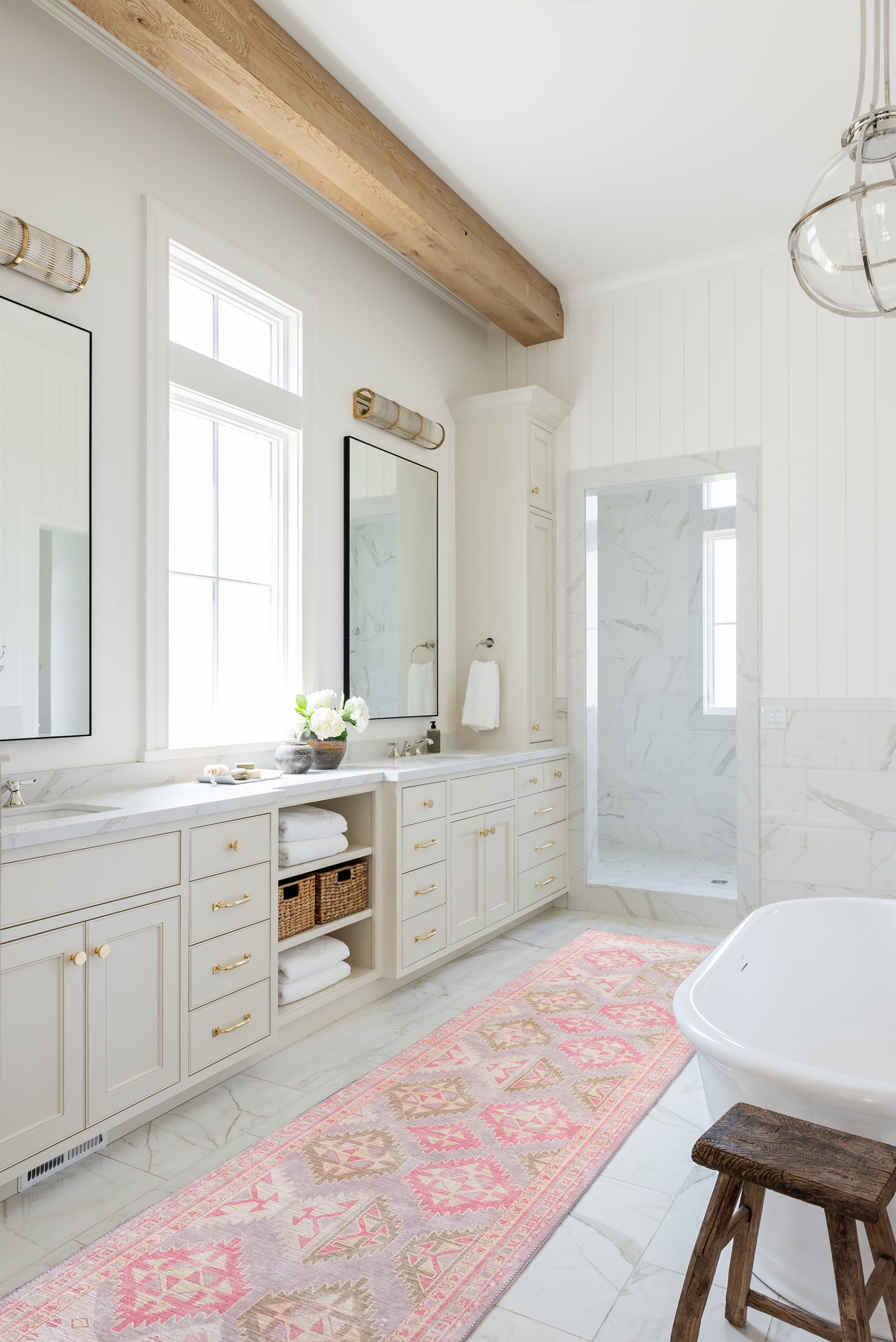 Lilac Purple Pink Herki Vintage Rug