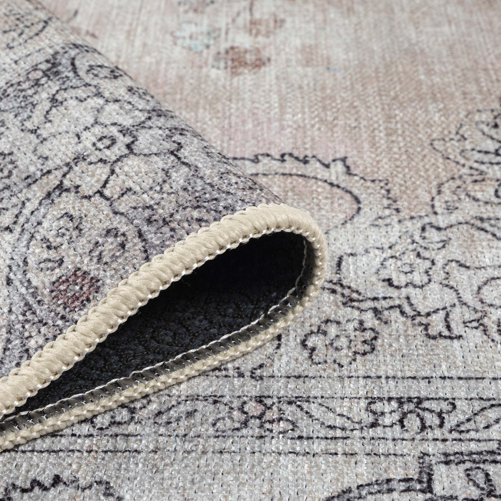 Lite Pink Oushak Area Washable Rug