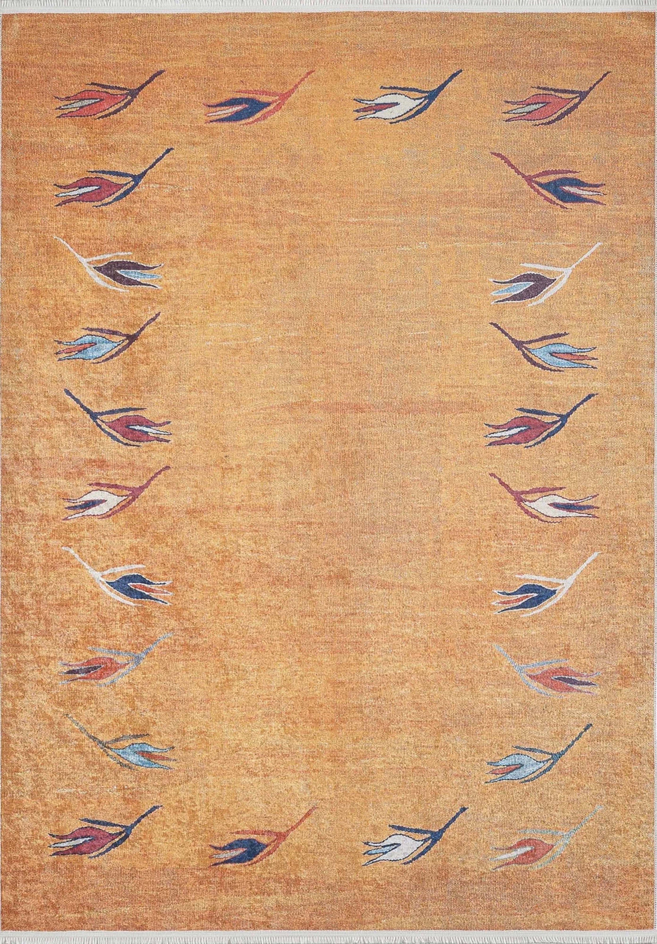 Litya Turkish Kilim Light Blue and Orange Rug
